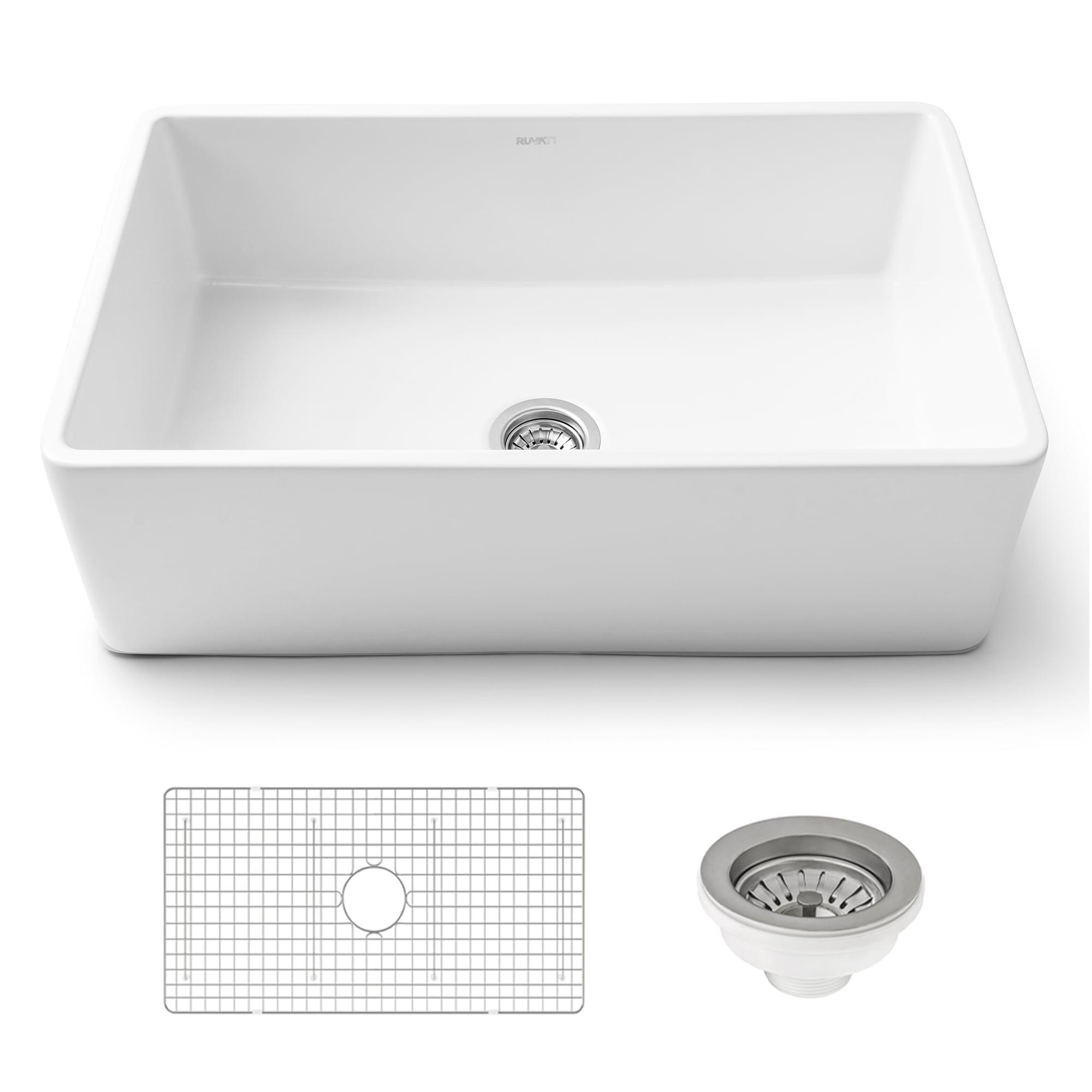 Ruvati 33 inch Fireclay Farmhouse Apron-Front Kitchen Sink Reversible