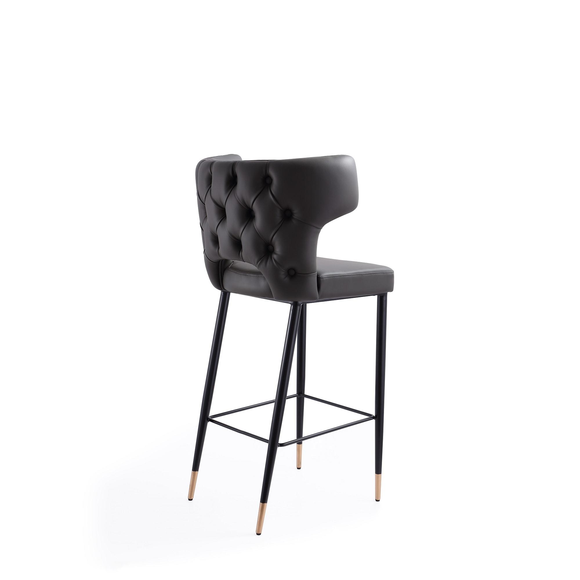 Holguin 41.34 in. Grey, Black and Gold Wooden Barstool