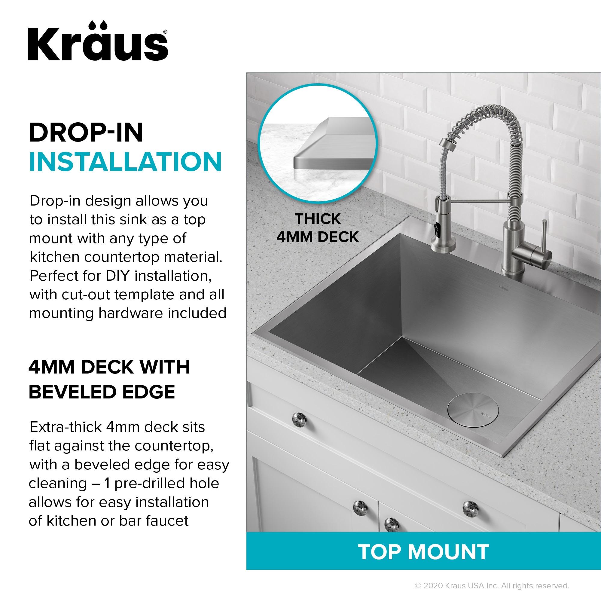 KRAUS Standart PRO Drop In 16 Gauge Bar Stainless Steel Kitchen Sink