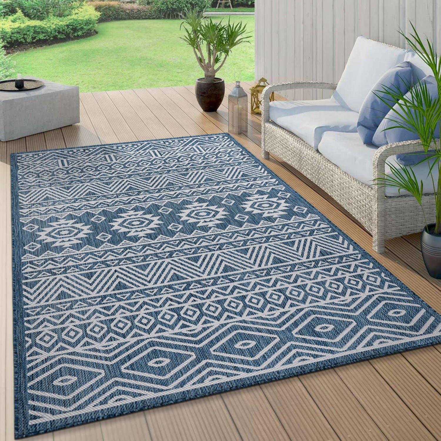 World Rug Gallery Distressed Geometric Bohemian Textured Flat Weave Indoor/Outdoor Area Rug