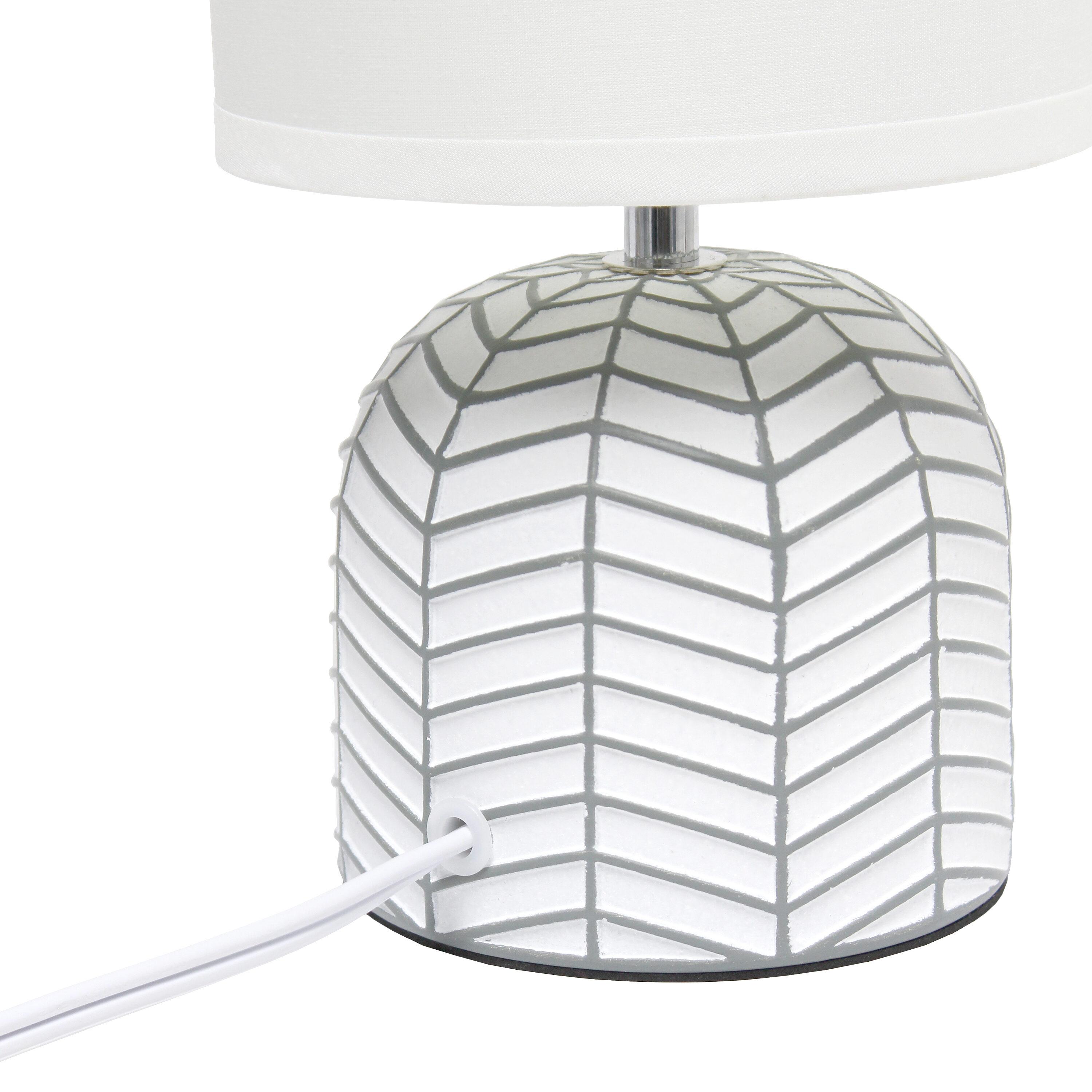 10.43" Petite Contemporary Webbed Waves Base Bedside Lamp with White Drum Shade - Simple Designs: ETL Listed, No Assembly Required