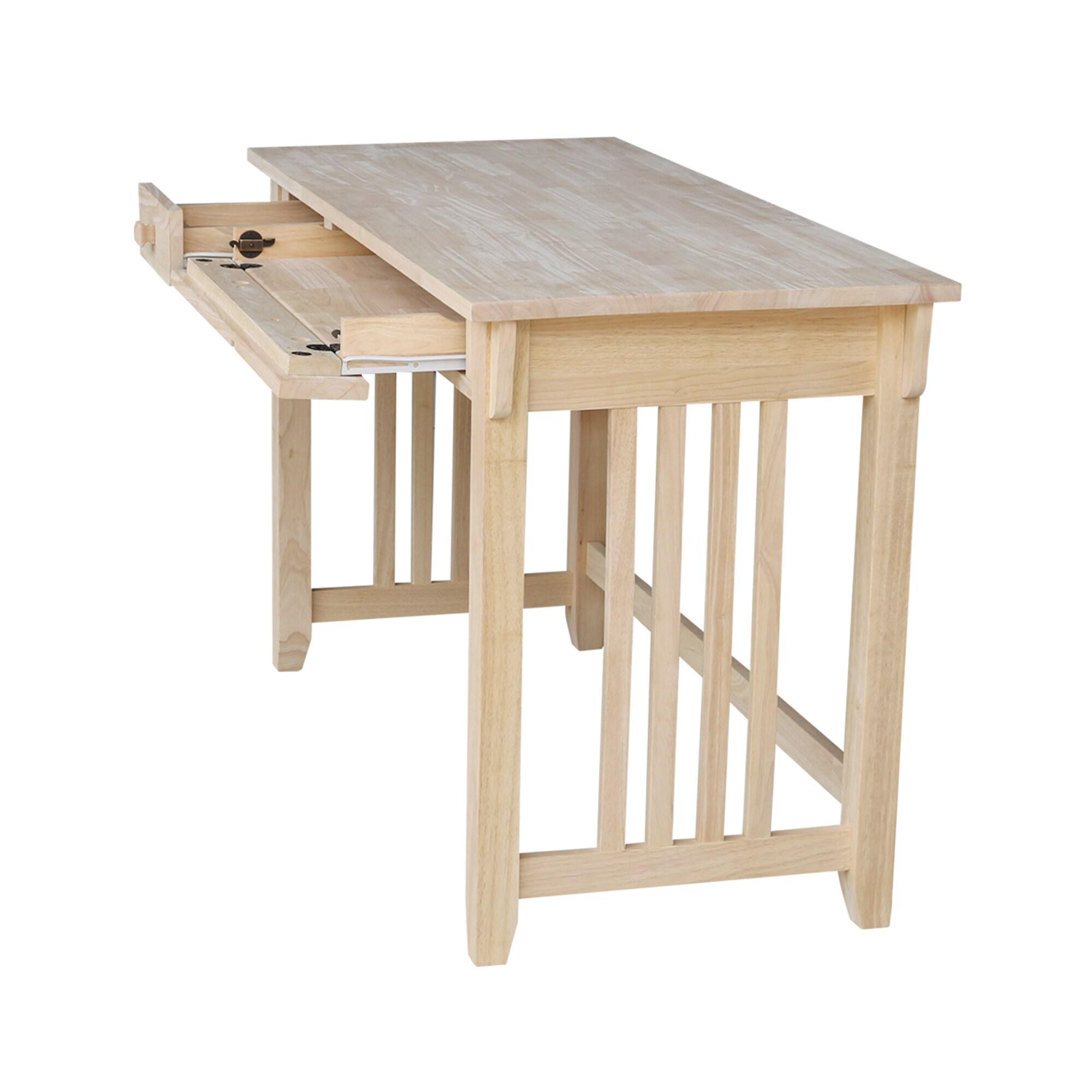Mission Computer Desk - Unfinished - International Concepts: Hardwood Frame, 48" Writing Desk with Drawer, Adult Assembly Required
