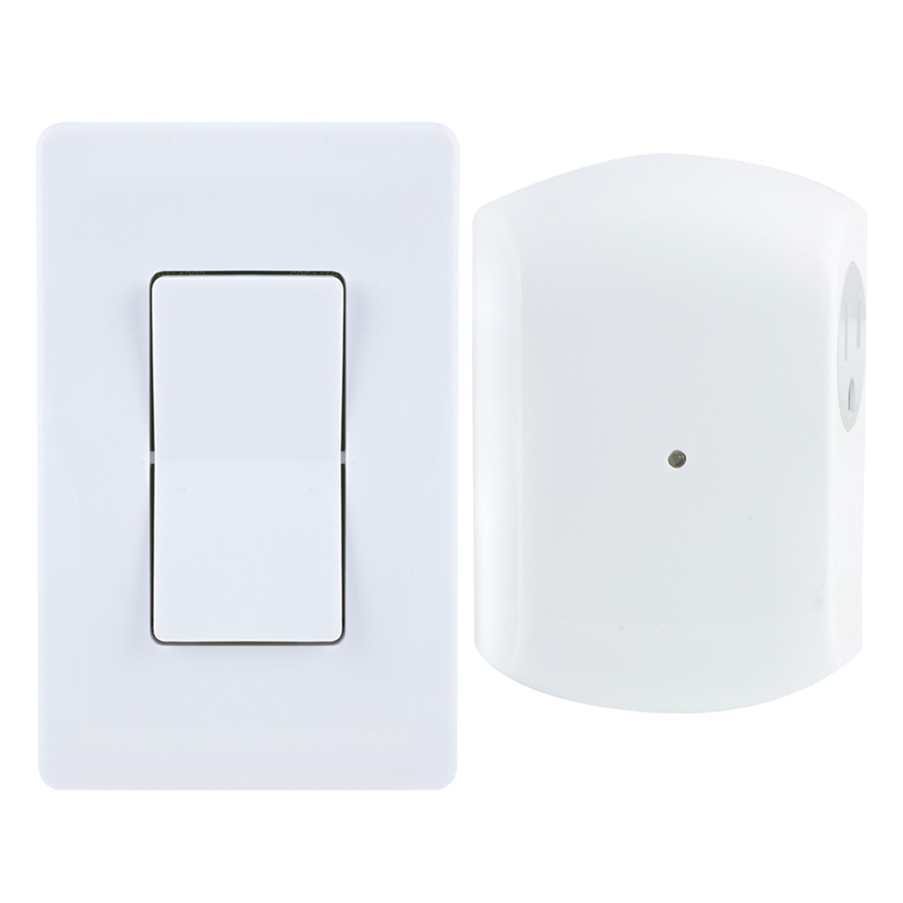 GE Wireless Light Control with Wall Switch, 1-Grounded Outlet, 18279