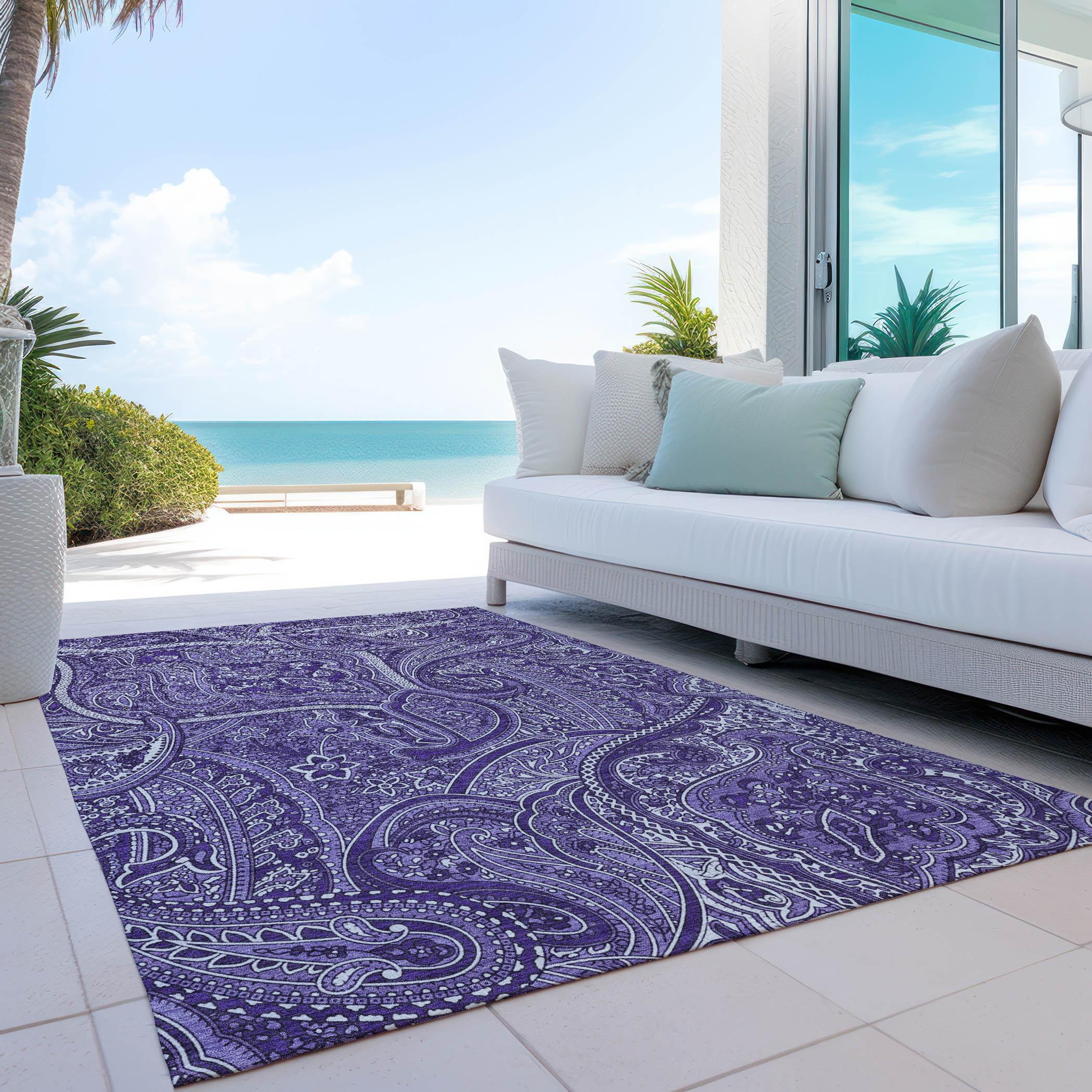 Chantille Purple Paisley 8' x 10' Indoor Outdoor Area Rug