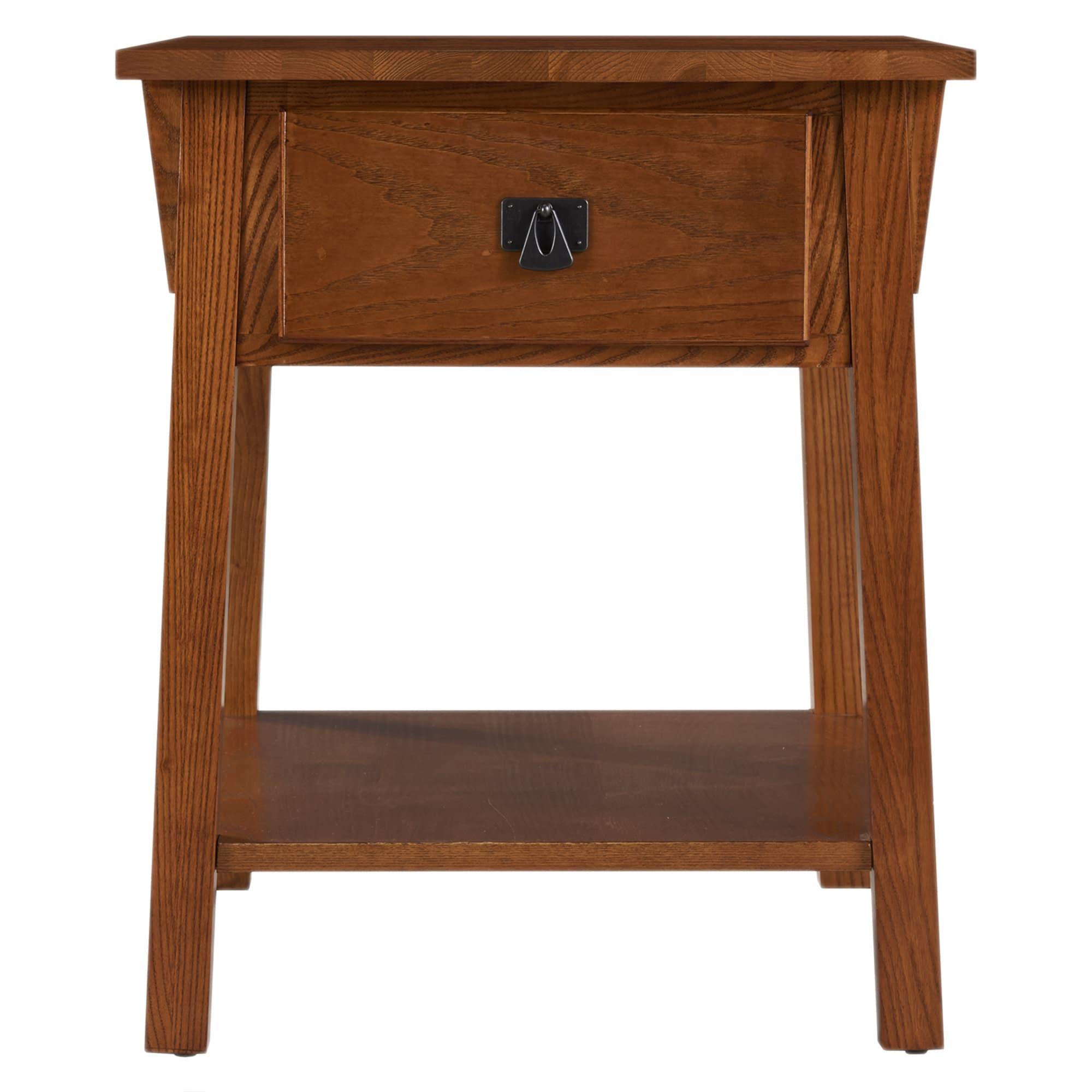 Mission Solid + Manufactured Oak Wood Side Table in Russet