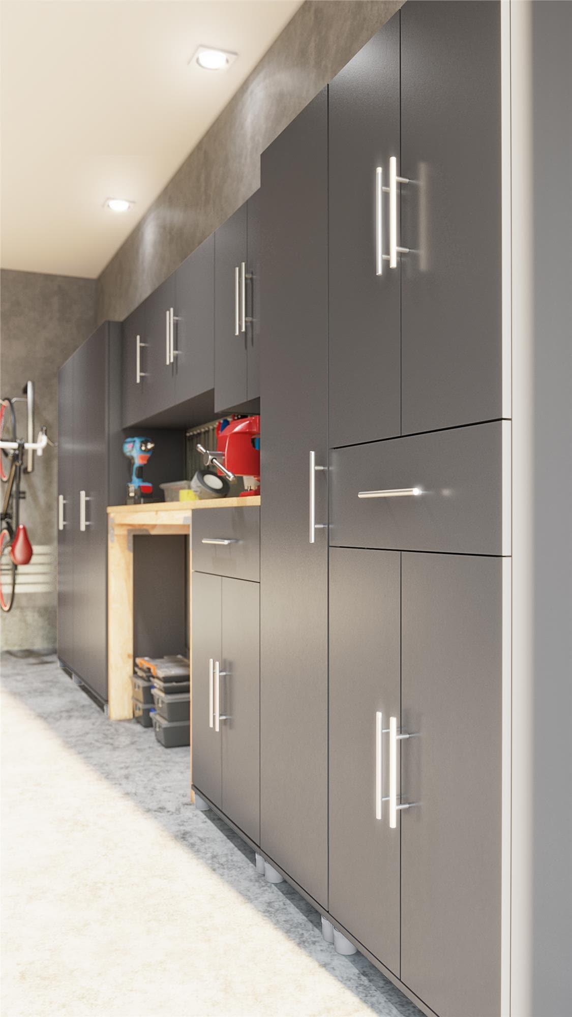Camberly 4 Door/1 Drawer Storage Cabinet, Graphite Gray