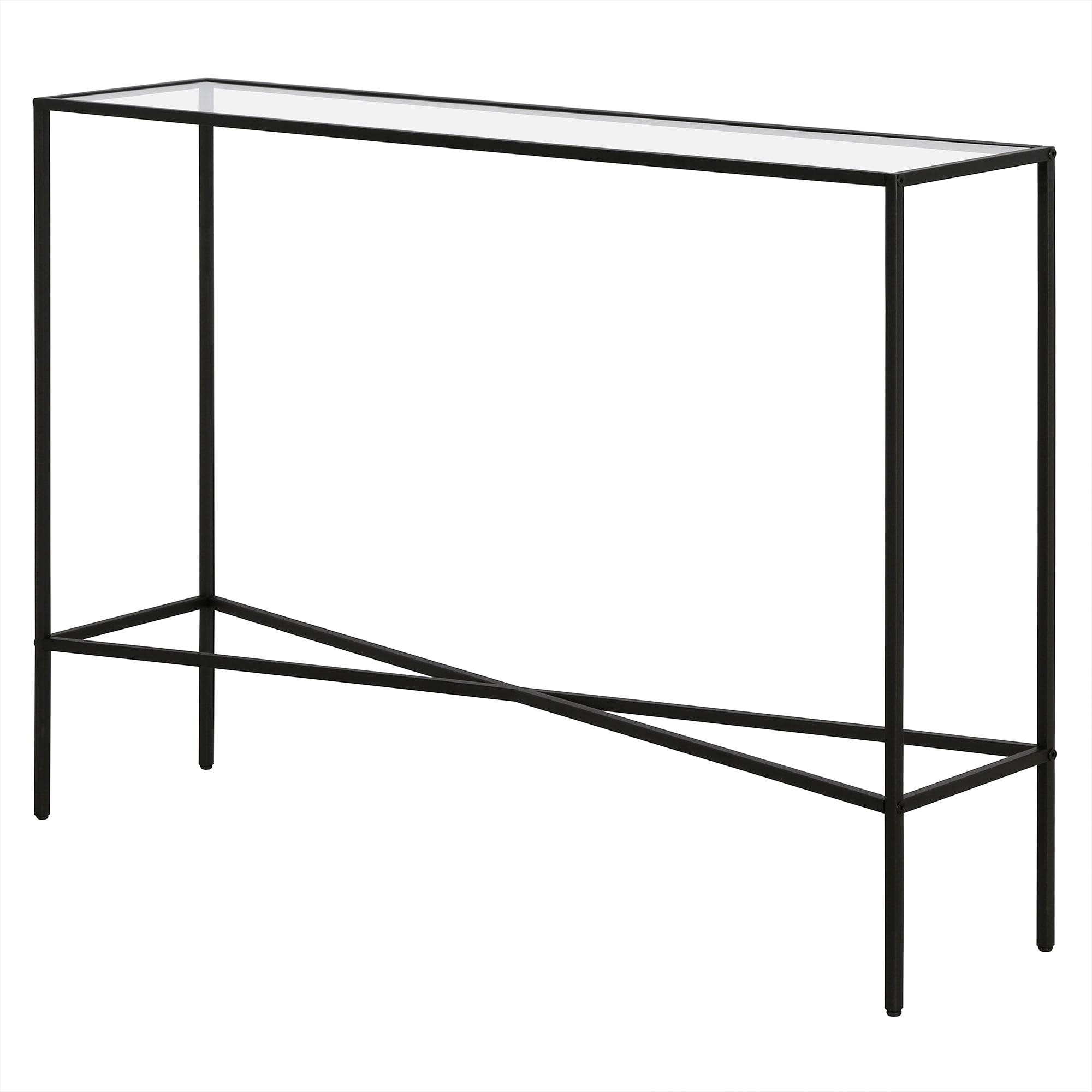 Evelyn&Zoe Henley 42" Wide Rectangular Console Table with Glass Top, Blackened Bronze