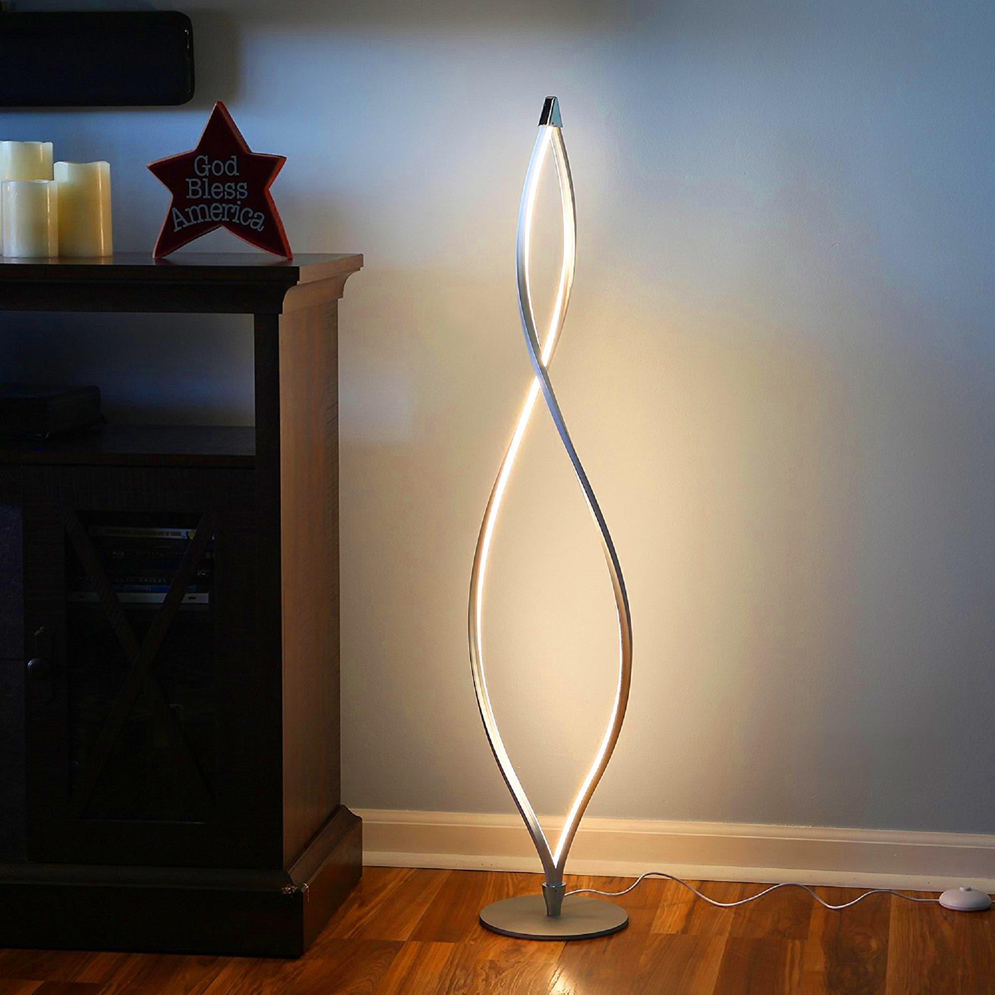 Brightech Twist 43 in. Industrial 2-Light LED Energy Efficient Floor Lamp with Built-In 3-Way Dimmer