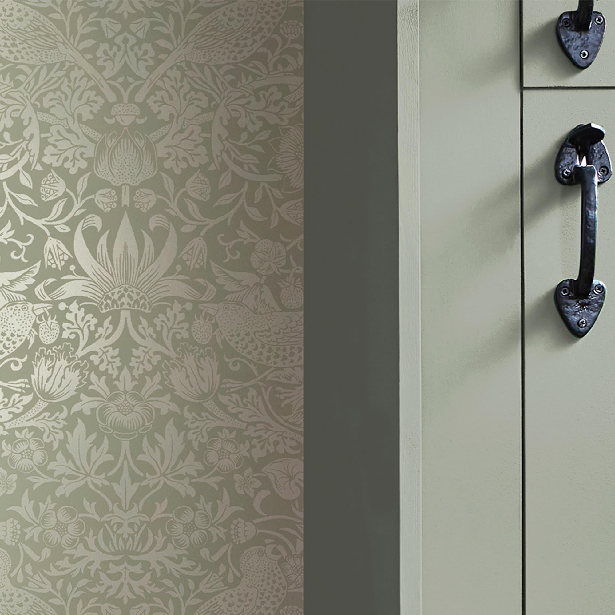 William Morris at Home Strawberry Thief Fibrous Sage Wallpaper