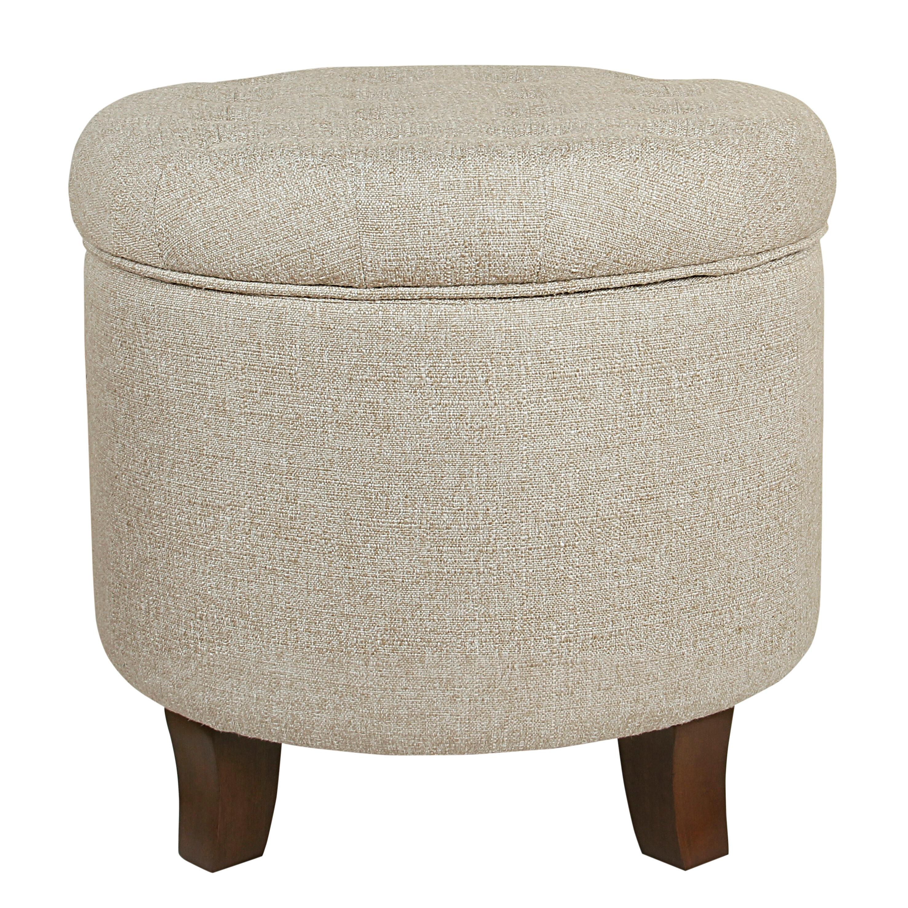 HomePop Boho Tufted Storage Ottoman Twine Light Brown: Upholstered, Plywood Frame, Foam Fill