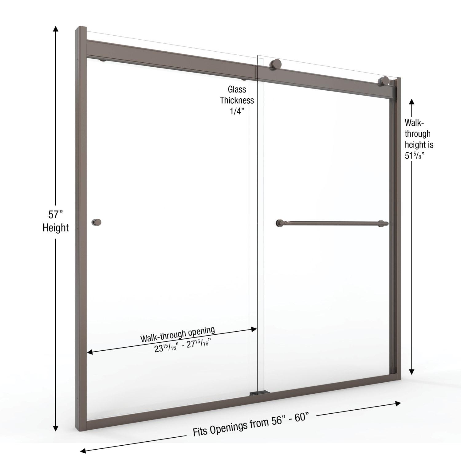 Rotolo 60" W x 57" H Semi-Frameless Tub Door
