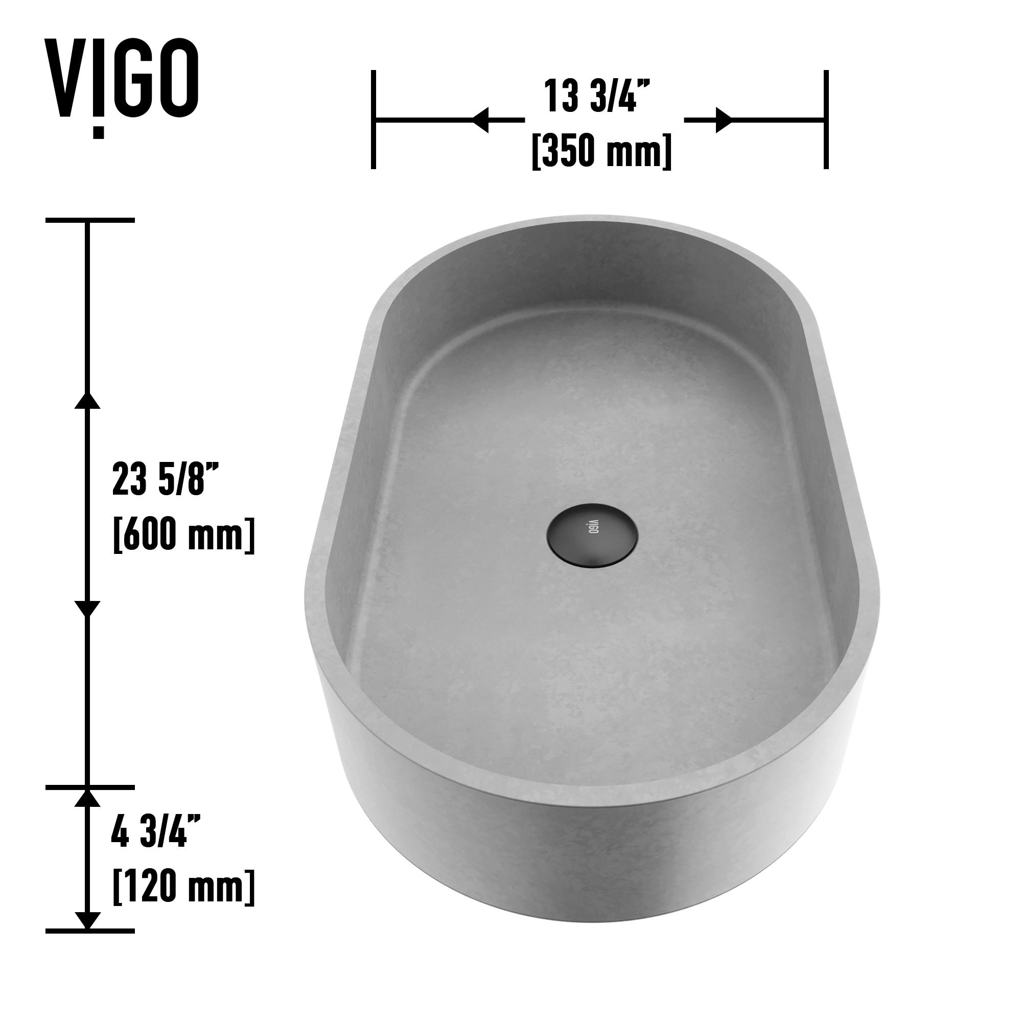 Sagrada Gothic 24" L x 14" W x 5" H Gray Handmade Oval Vessel Bathroom Sink