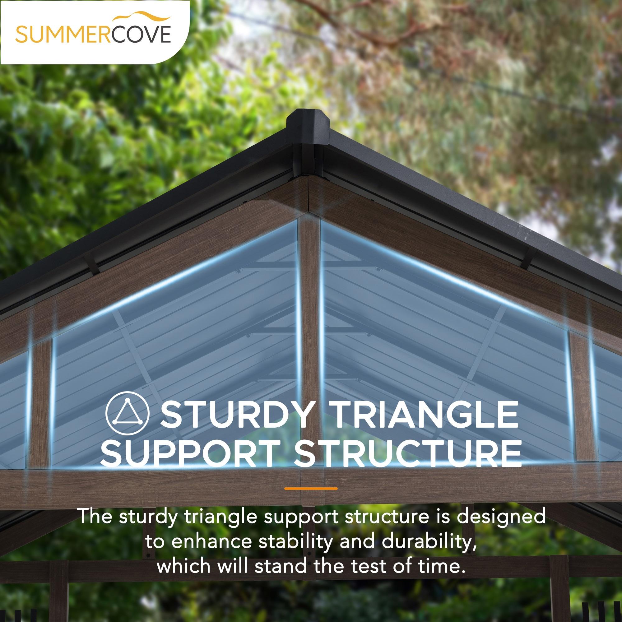 Sunjoy 11x13 ft. Hardtop Gazebo Outdoor Galvanized Steel Gazebo w/ Metal Gable Roof and Movable Ceiling Hook, Suitable for Patio & Backyard, Black