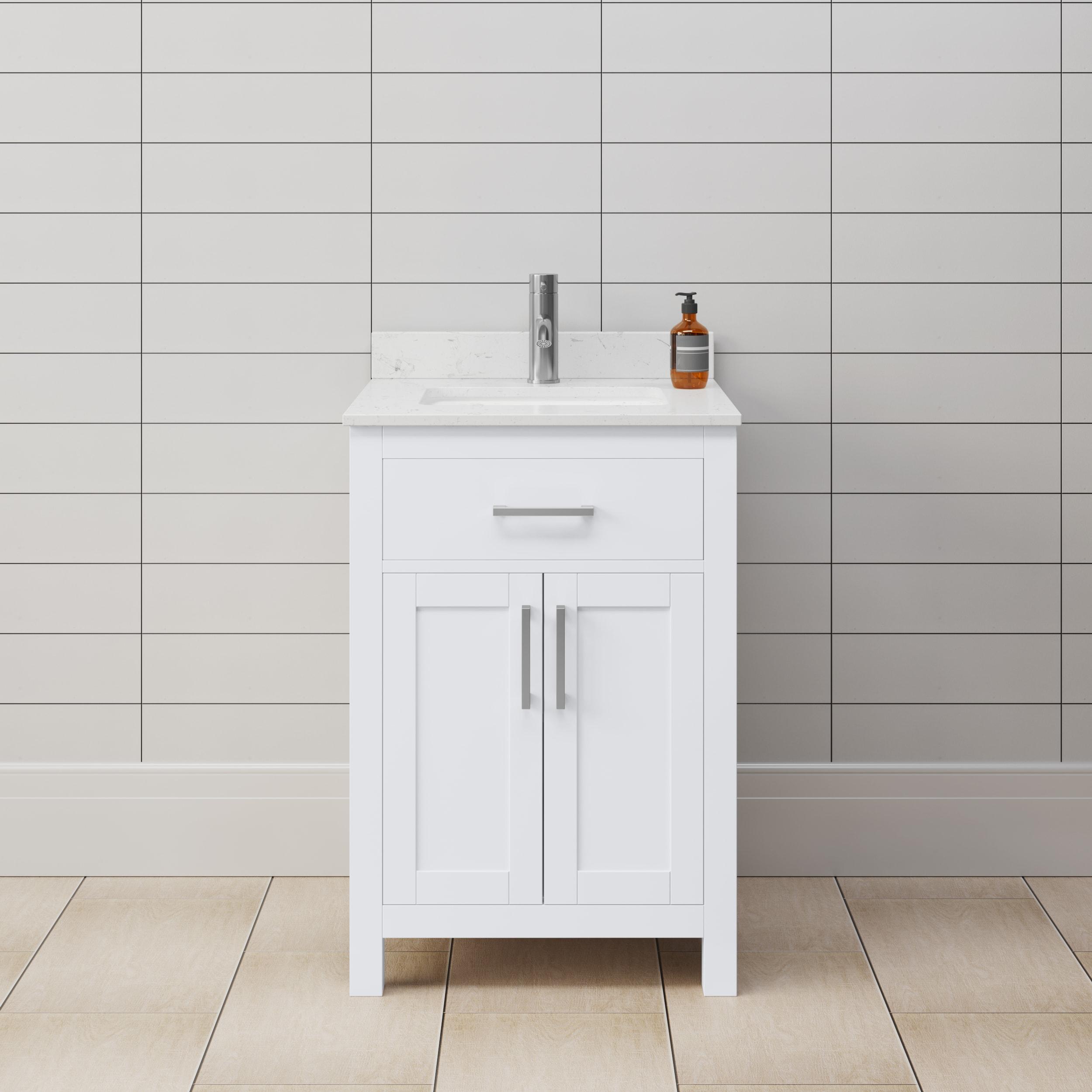 Wyndham Collection Beckett 24" Freestanding Single Bathroom Vanity with Cultured Marble Top