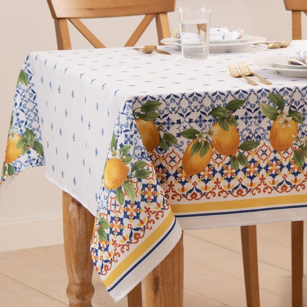 Lark Manor™ Ariatna Capri Lemon Double Border Tablecloth