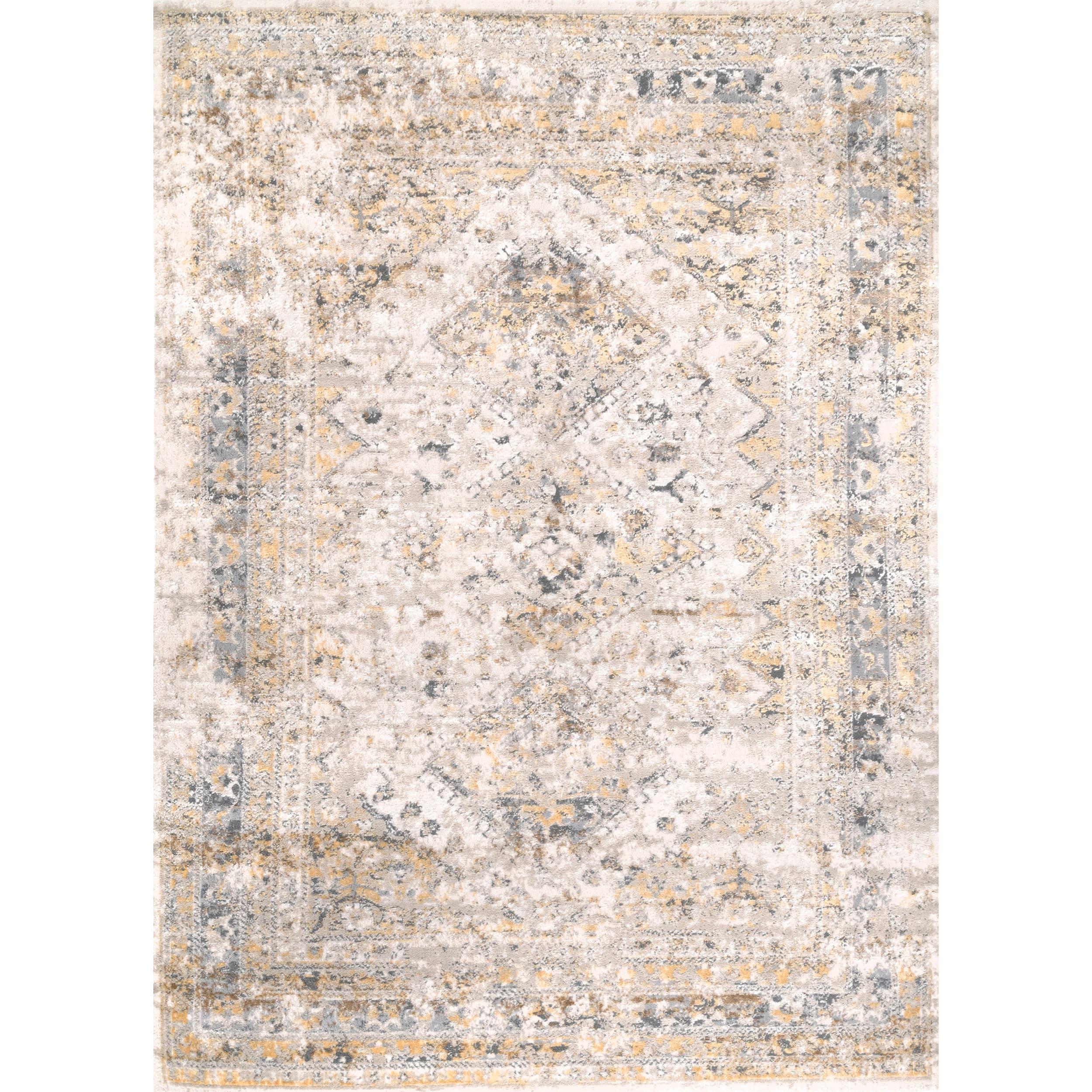Nuloom Madisson Medallion 5x8 Indoor Area Rug for Living Room Bedroom Dining Room Kitchen, Gold/Ivory