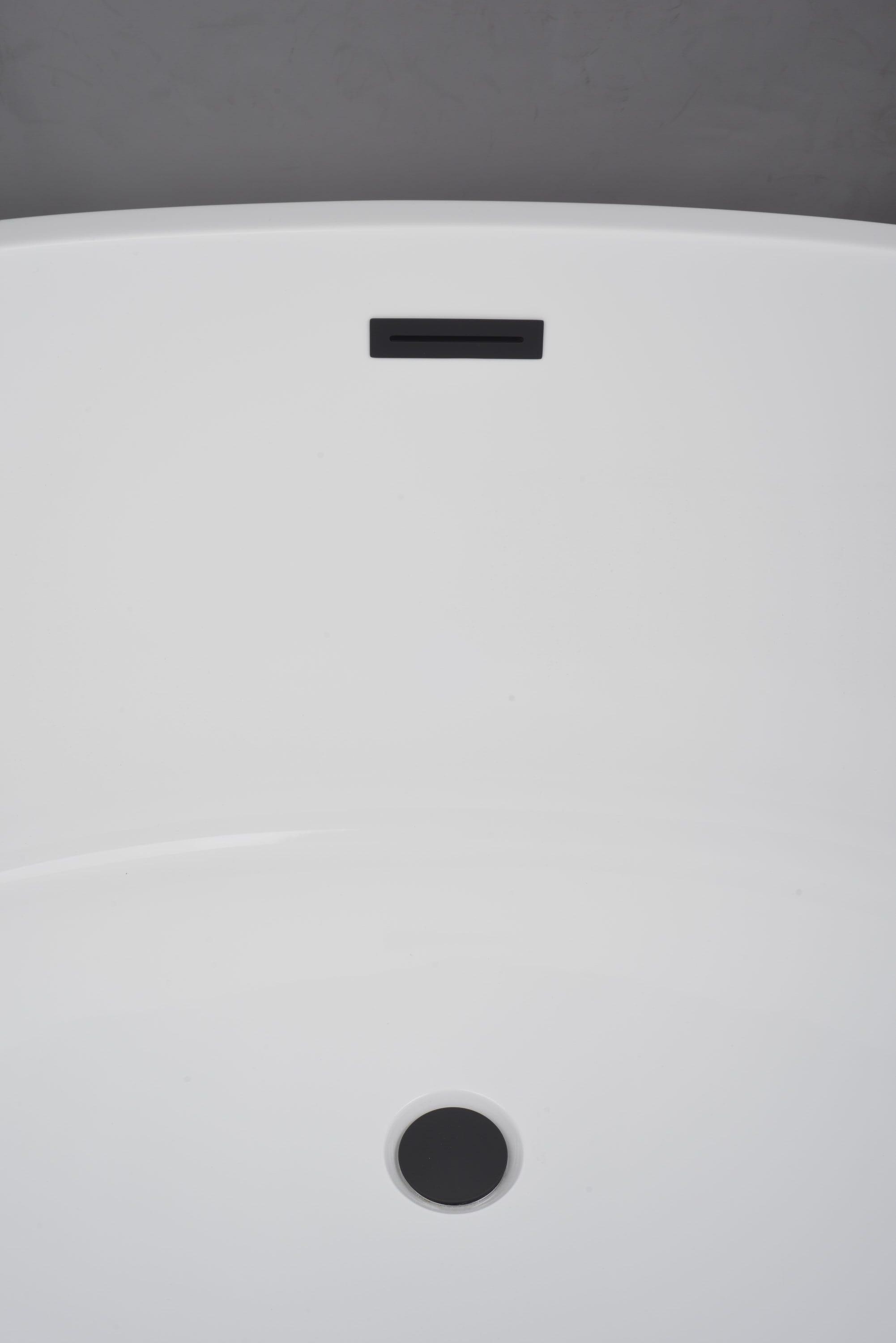 Vanity Art 59" X 32" White Acrylic Freestanding Bathtub