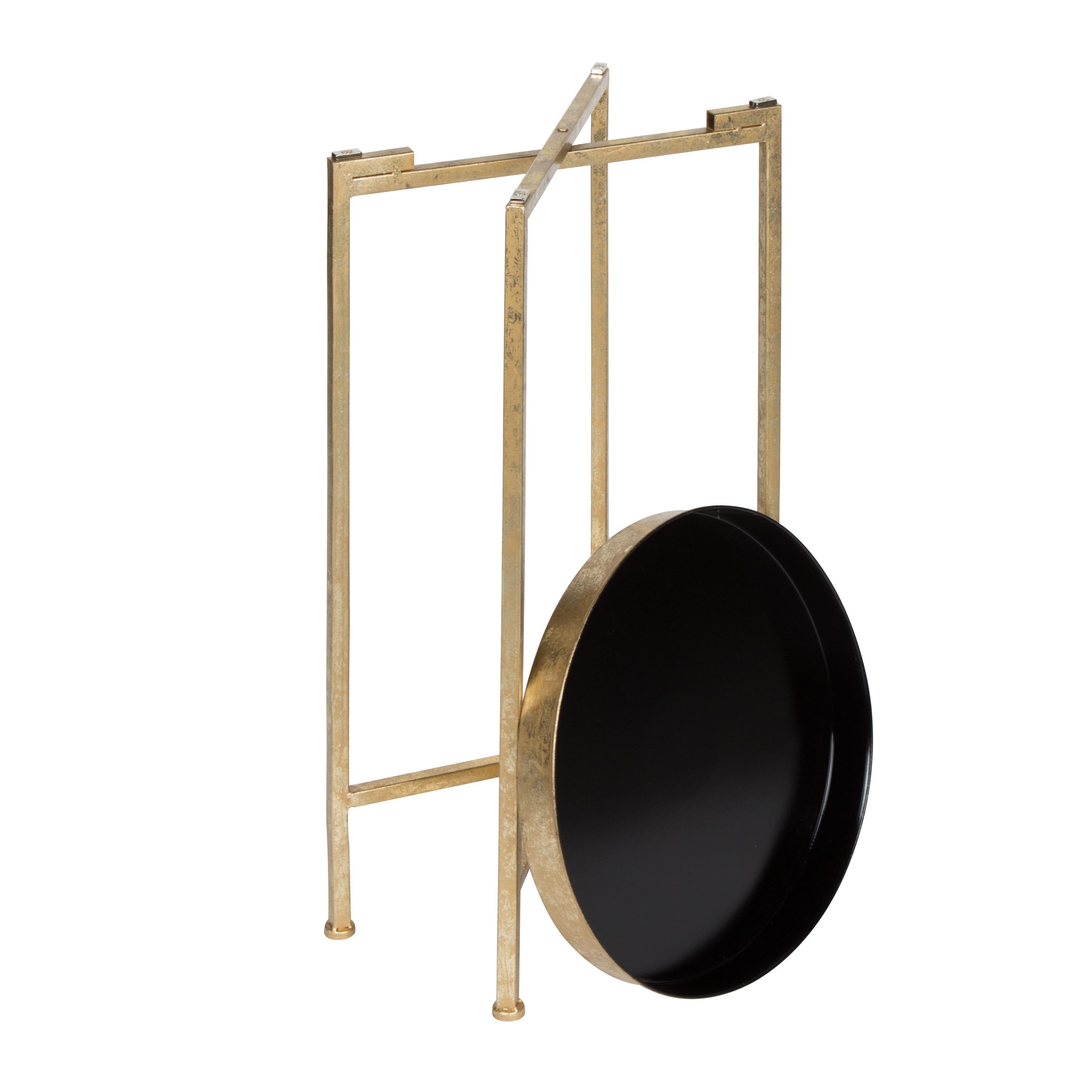 Kate and Laurel Celia Round Metal Tea Table, 14x14x25.75, Gold and Black