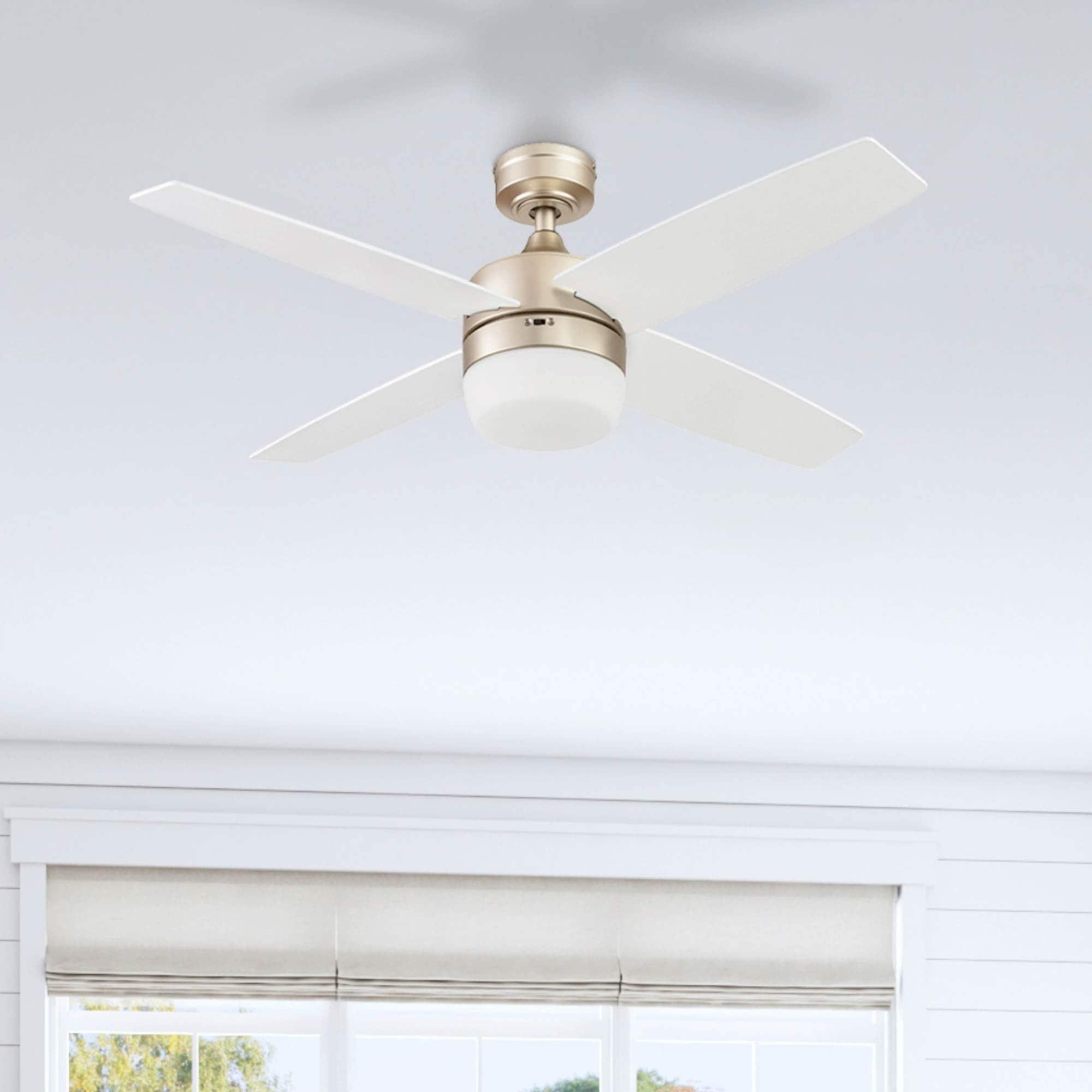 Prominence Home Atlas 44" Champagne Ceiling Fan with Light, Remote Control, 4 Blades & Reverse Airflow