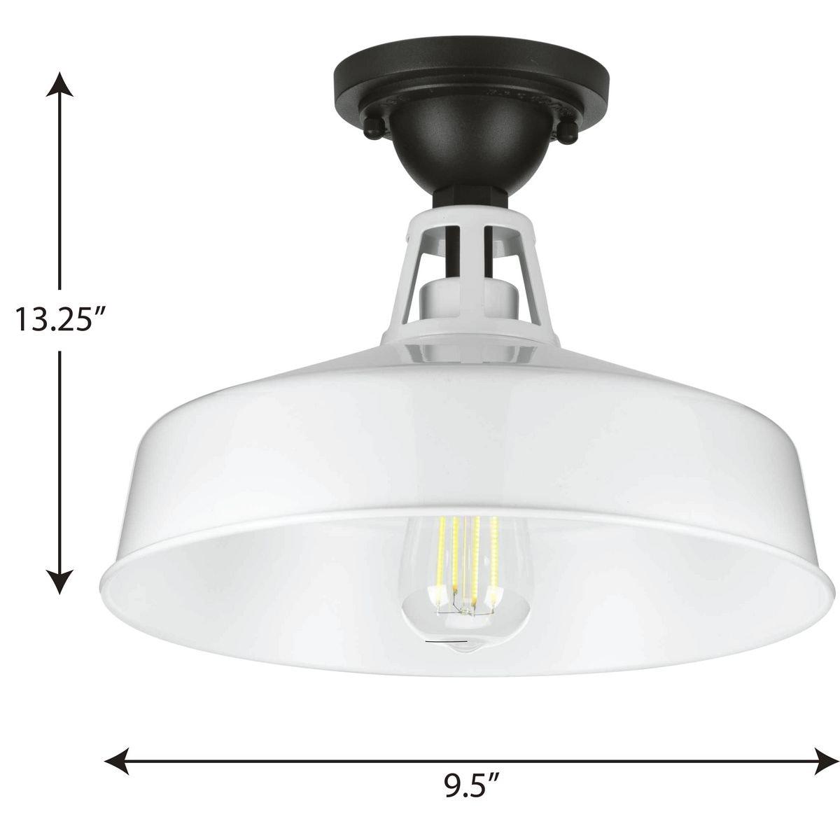 Progress Lighting Cedar Springs 1-Light Ceiling Light, White, Aluminum, Industrial-Style Shade