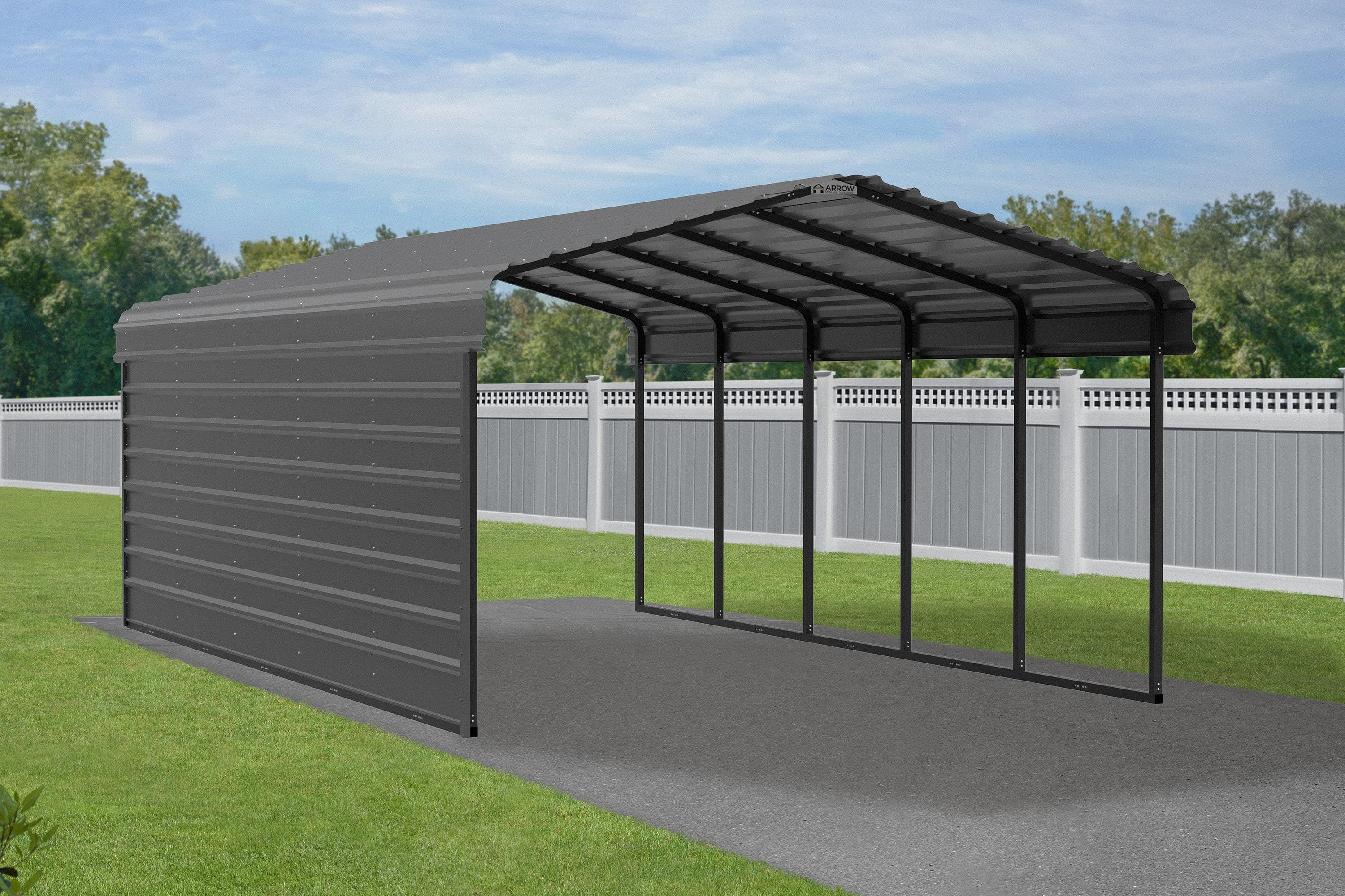 Arrow Arrow Steel Carport with 1 Side Wall Kit, 12X24X07