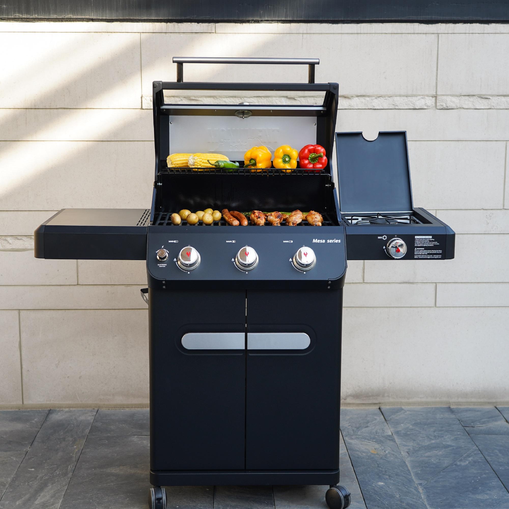 Monument Grills Mesa Series3-Burner 48000 BTU Propane Gas Grill with 1 Side Burner