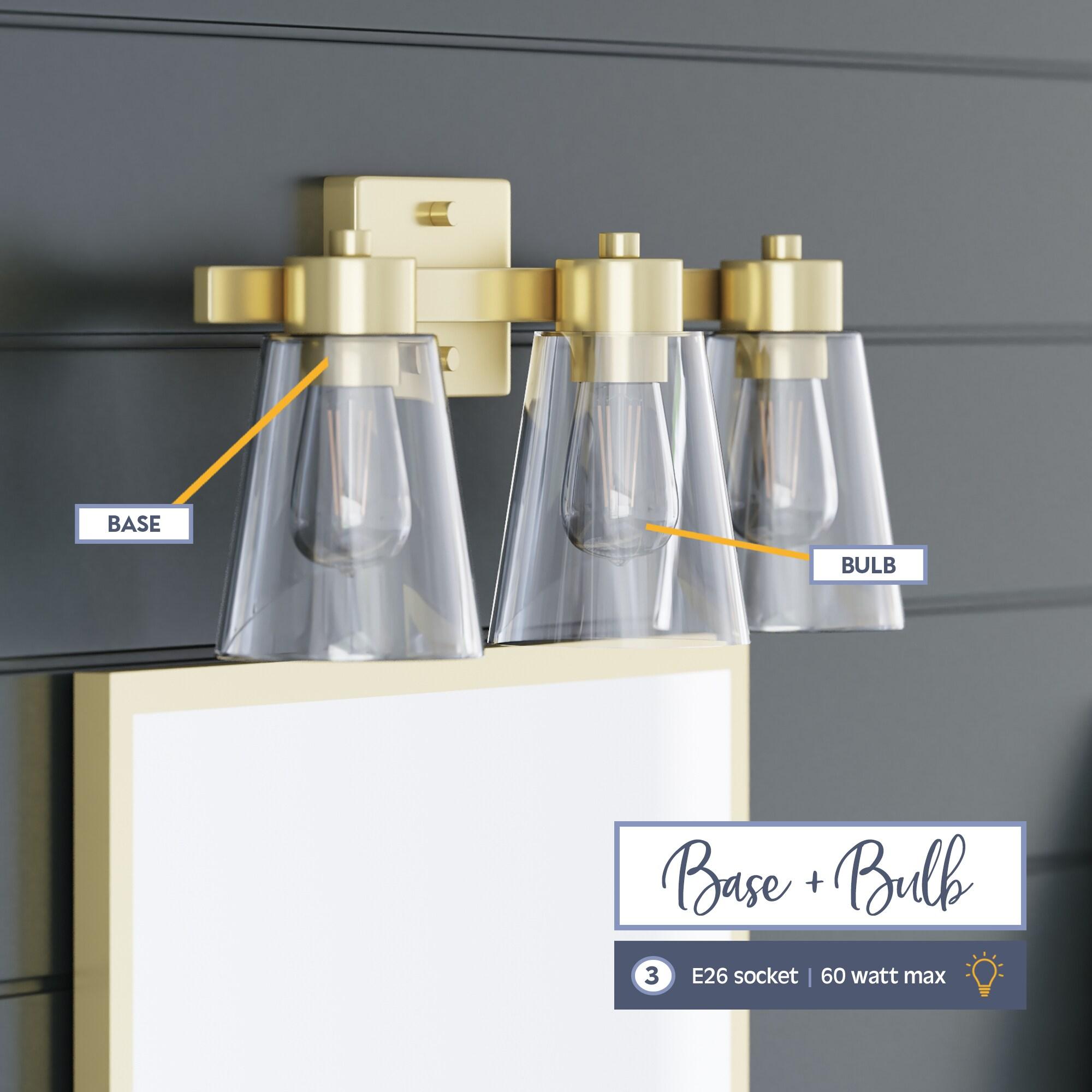 Prominence Home Fairendale 3-Light Soft Gold Bathroom Vanity Light with Clear Glass Shade