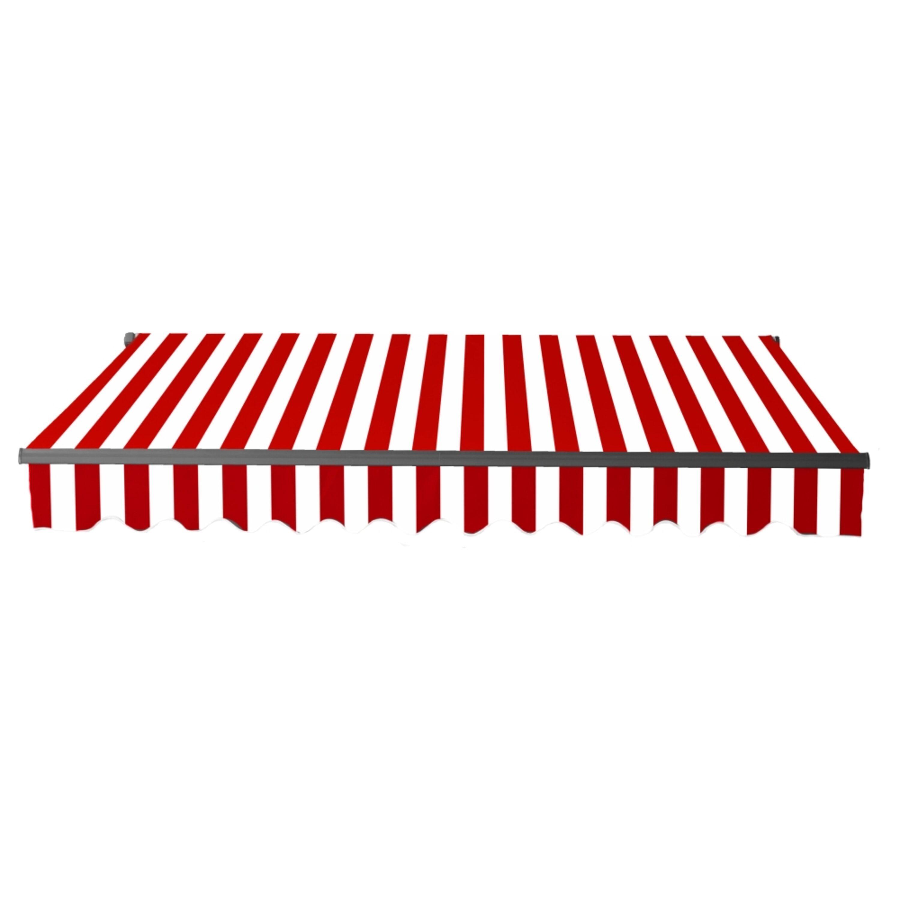 ALEKO 20' x 10' Retractable Motorized Black Frame Patio Awning, Red and White Striped Color