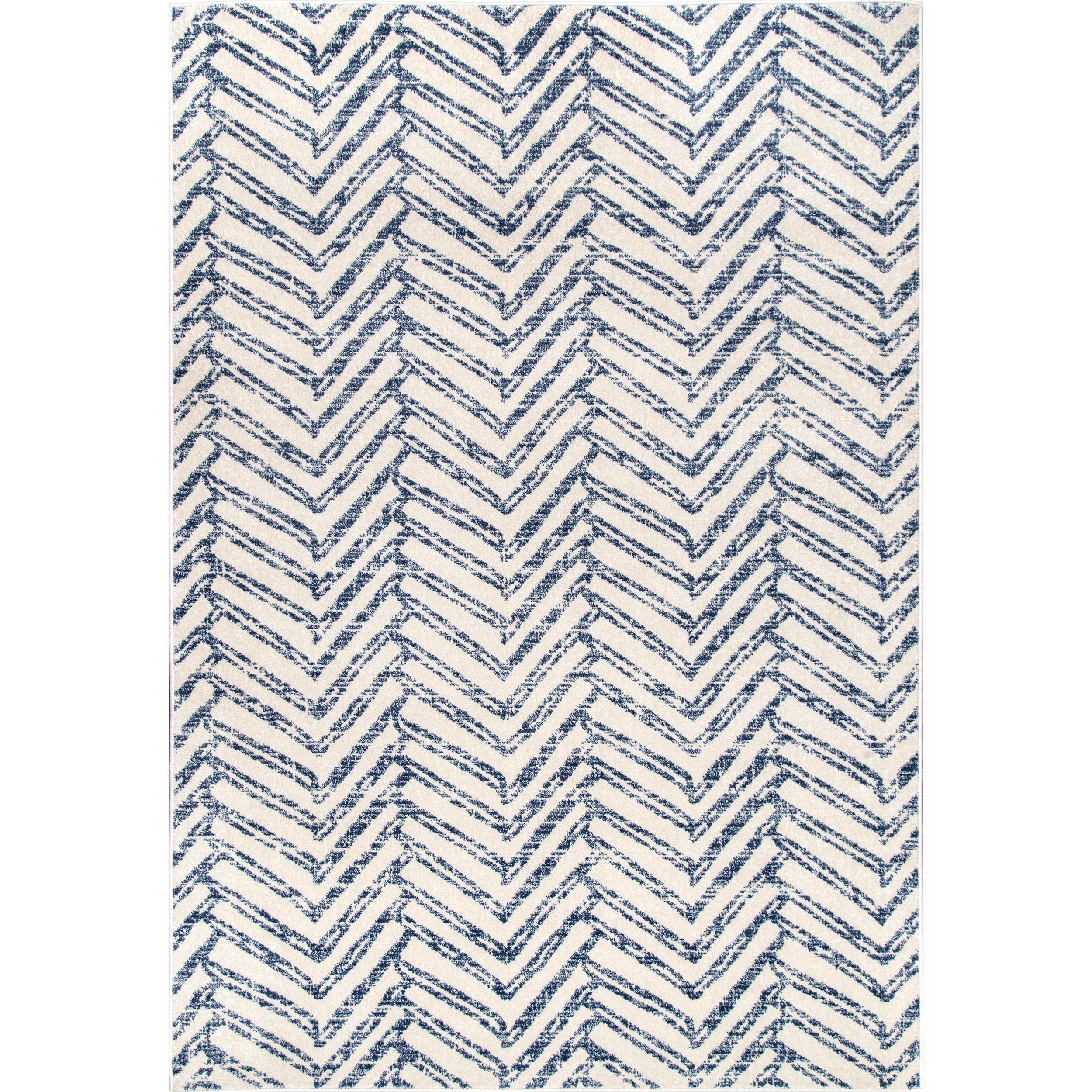 Nuloom Rosanne Chevron 2x12 Runner Indoor Area Rug for Living Room Bedroom Dining Room Entryway Hallway Kitchen, Blue/Ivory