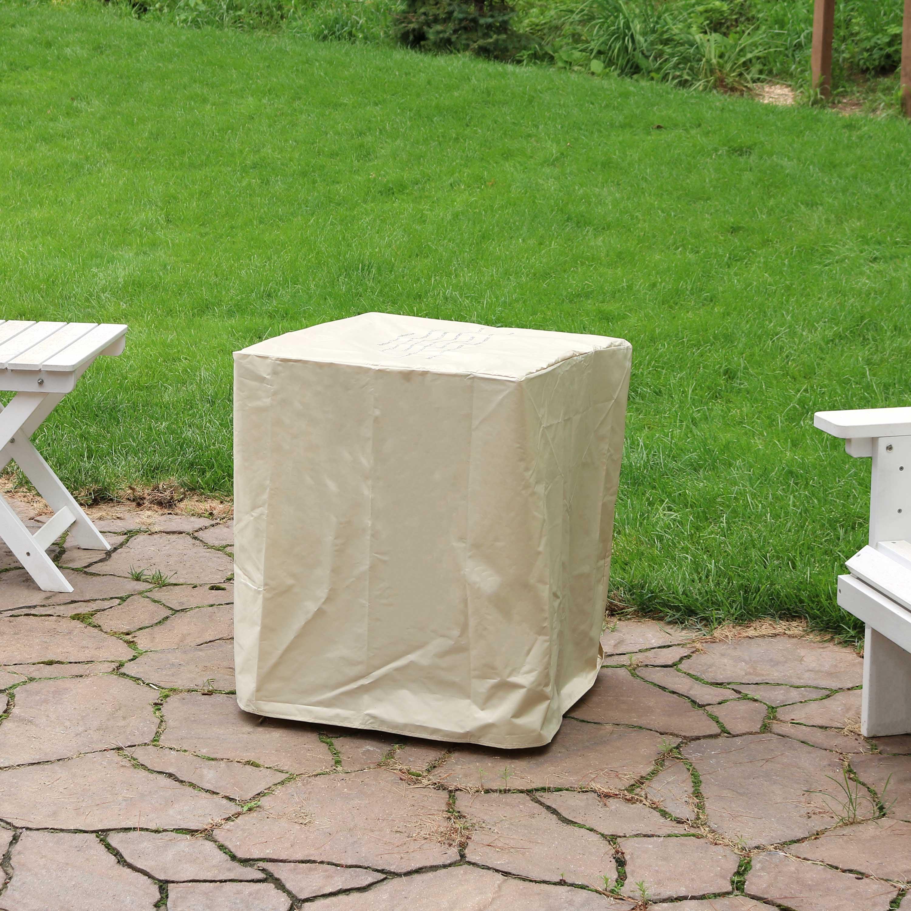 Sunnydaze Outdoor Smokeless Cast Stone Propane Gas Fire Pit Table with Weathered Wood Look - 24" Square x 25" H