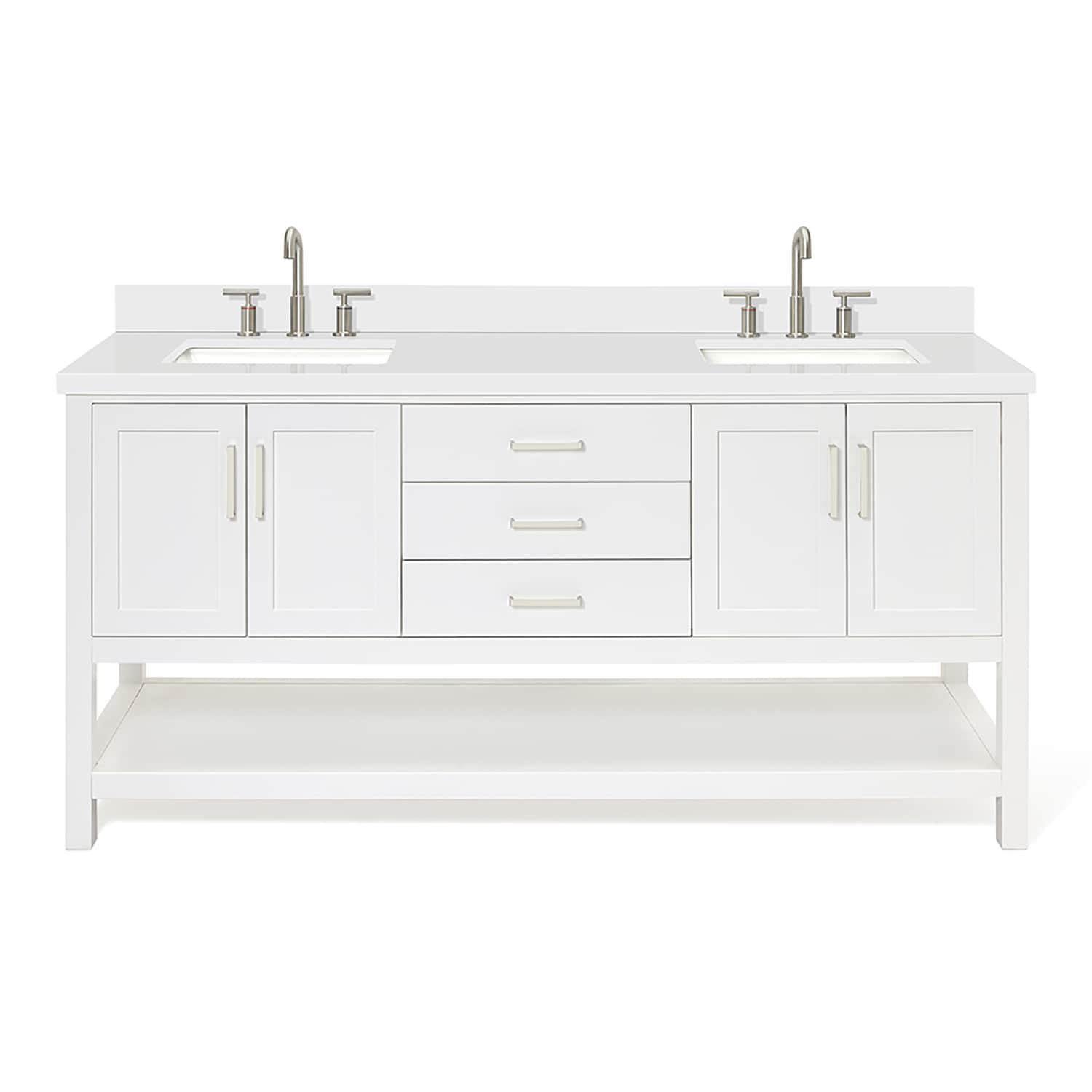 Ariel S073dwqrvo Magnolia 73" Free Standing Double Basin Vanity Set - White / Pure White