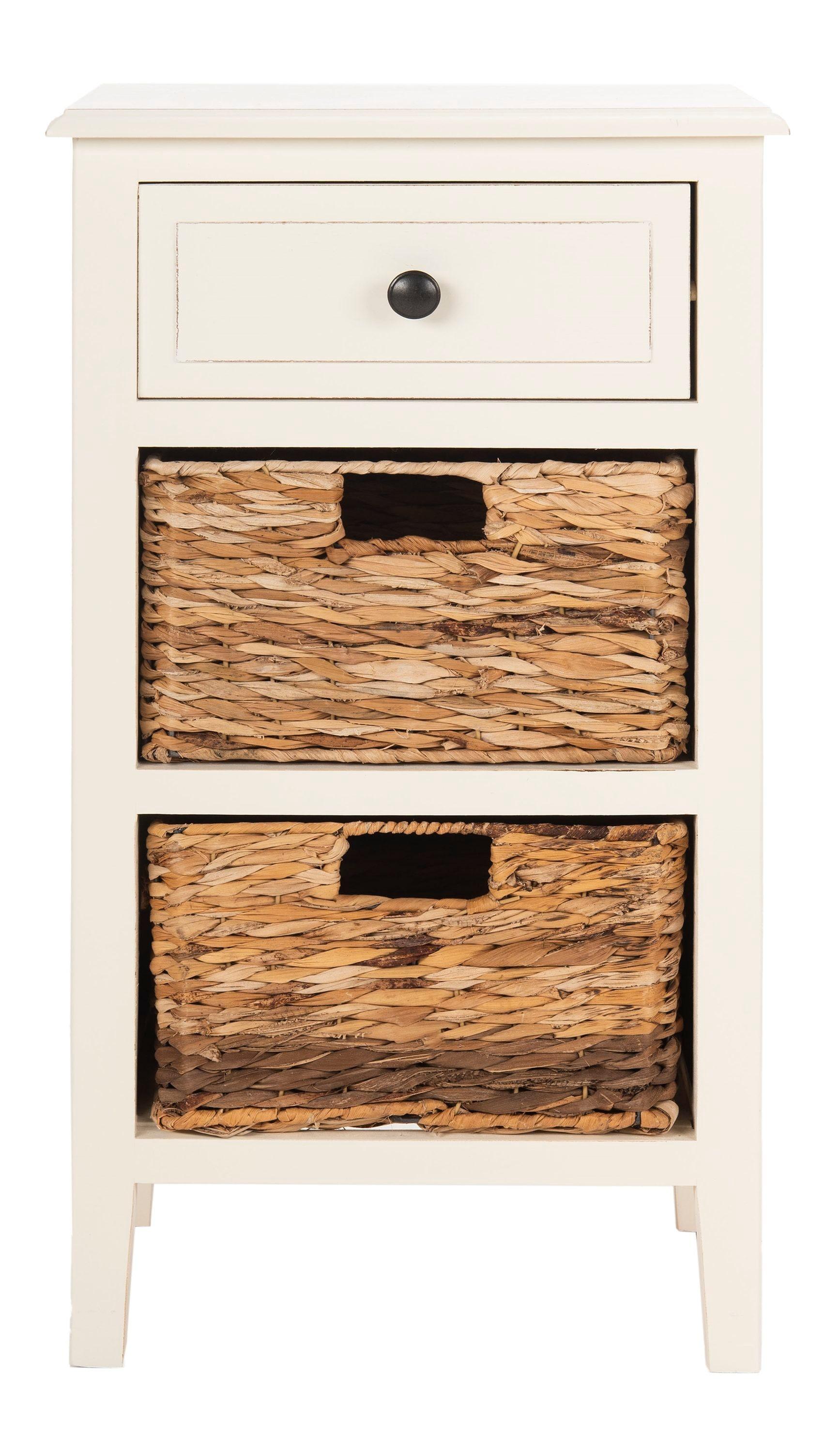 Everly Drawer Side Table - Vintage White - Safavieh.