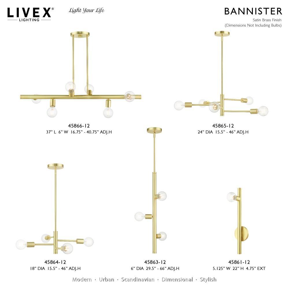 Livex Lighting Bannister 5 - Light Chandelier in  Satin Brass