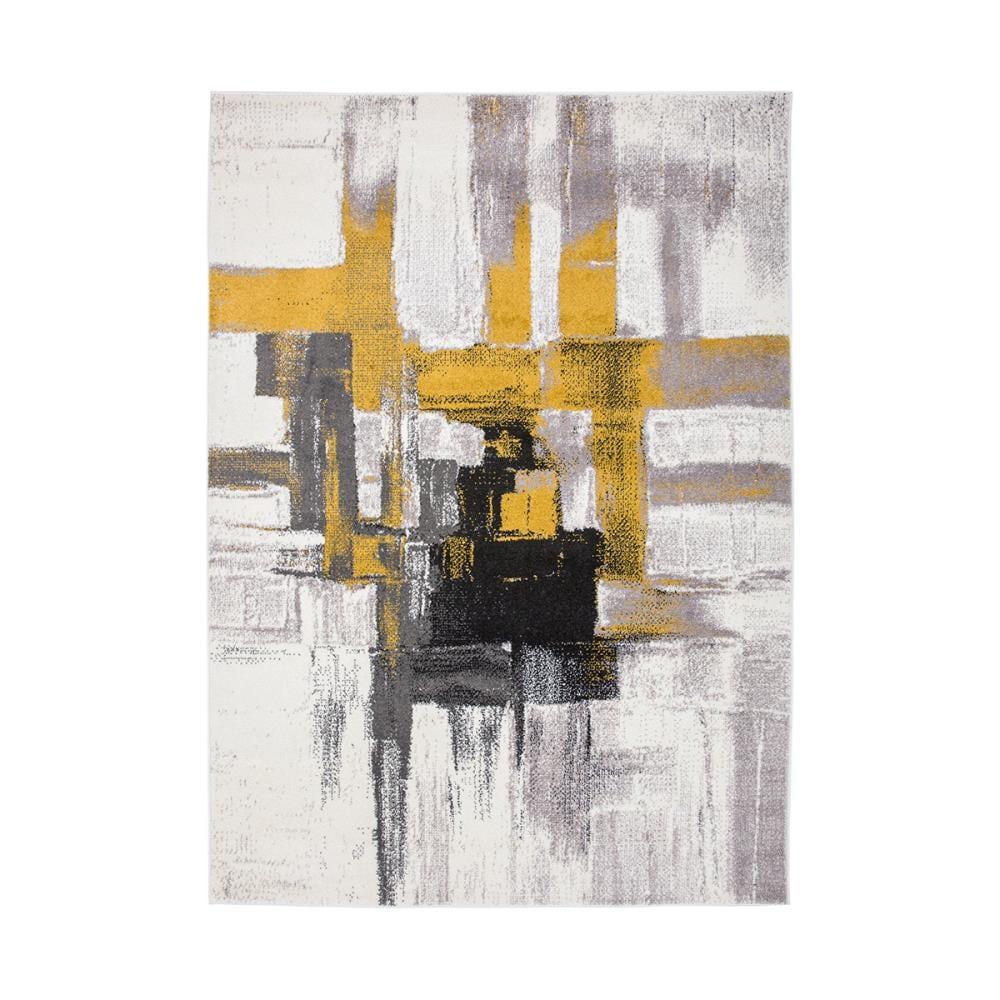 World Rug Gallery Contemporary Modern Abstract Gold 3'3" x 5' Area Rug