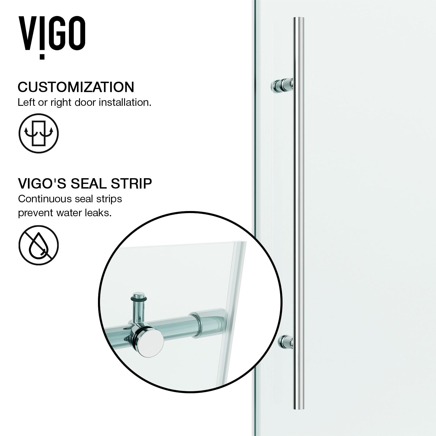 Elan E-Class 68-72" W x 76" H Sliding Frameless Shower Door with 3/8" Clear Glass