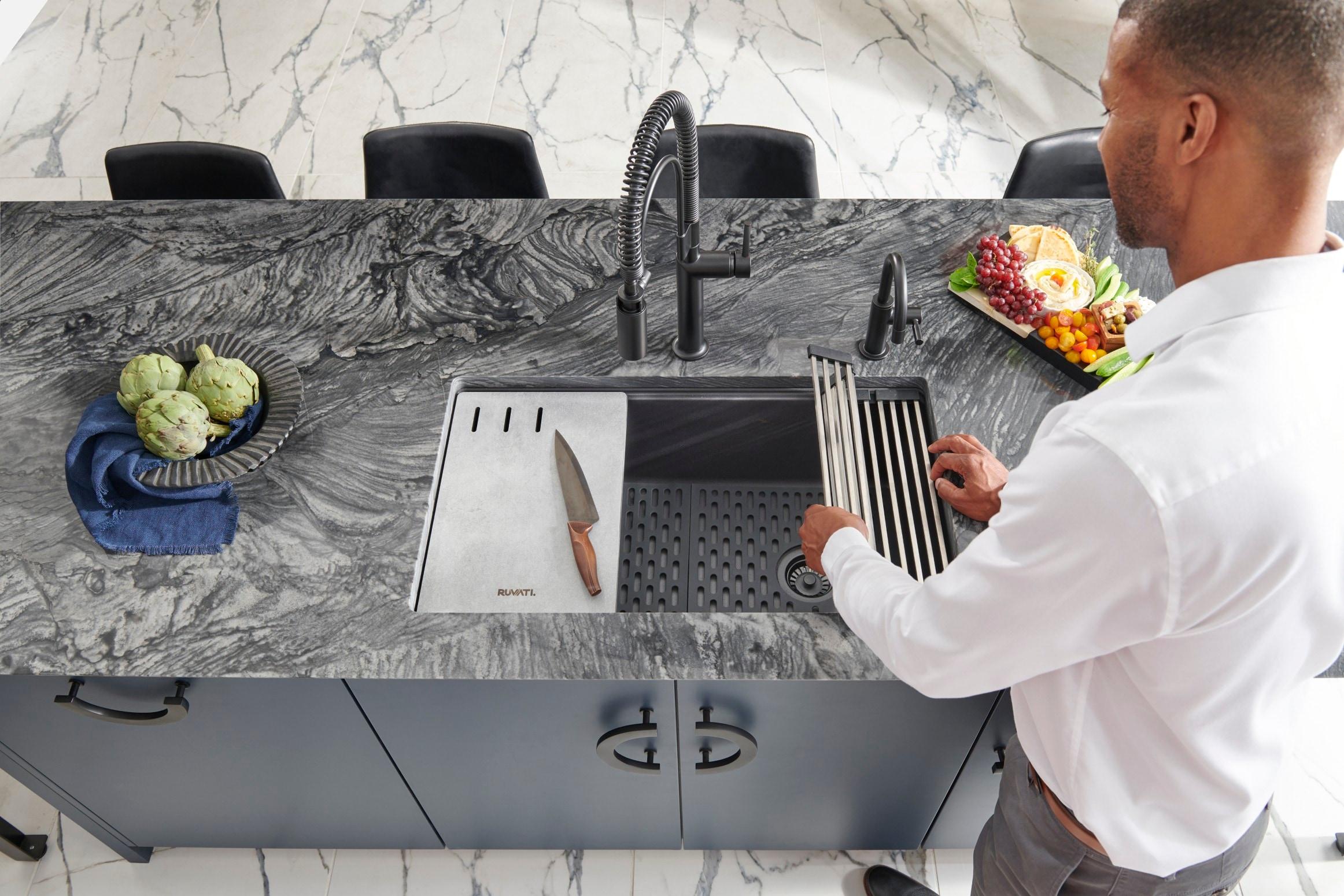 Ruvati 33-inch Undermount Workstation Granite Composite Kitchen Sink