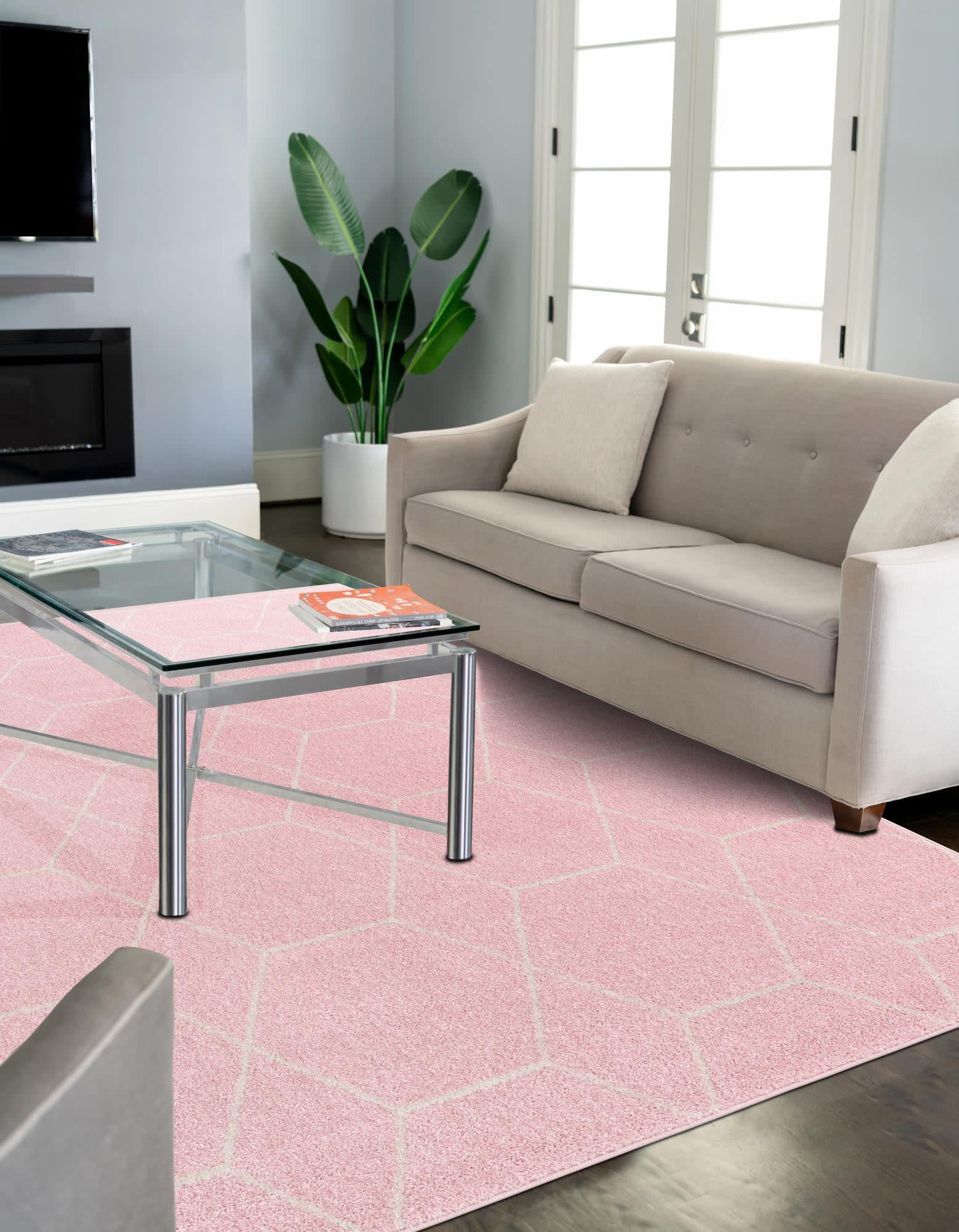 Unique Loom 8' 0 x 11' 0 Trellis Frieze Geometric Light Pink Area Rug