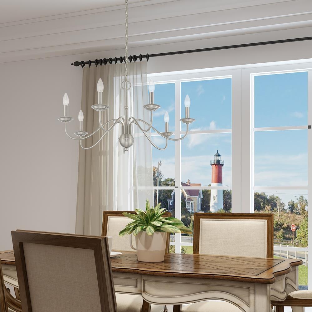 Elegant Windsor Brushed Nickel 7-Light Plug-in Chandelier