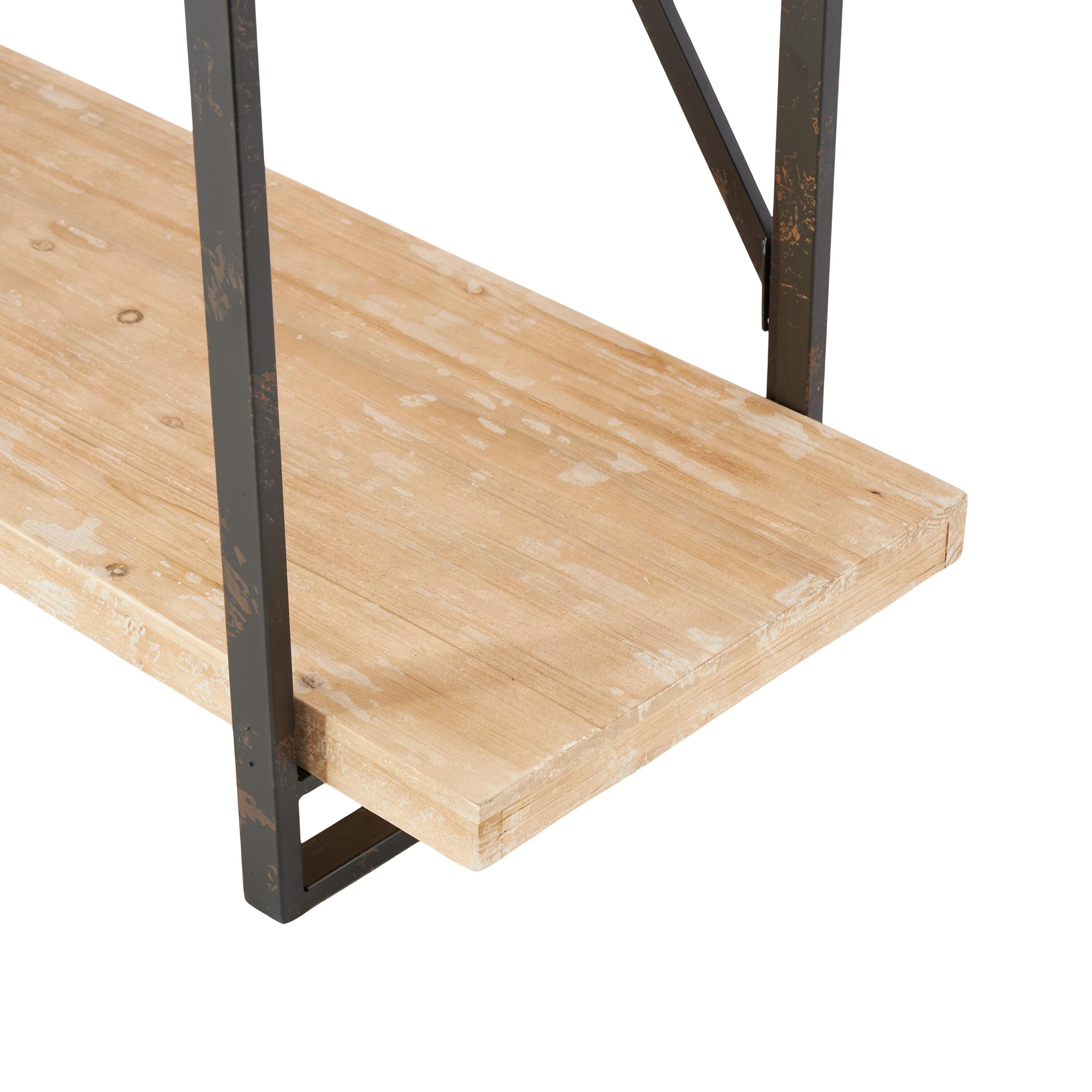 67" Tall Industrial Metal and Wood Bookshelf Brown - Olivia & May