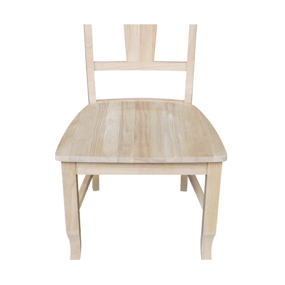 Set of 2 Panel Back Chair Unfinished - International Concepts: Solid Wood, Rubberwood Legs, Armless