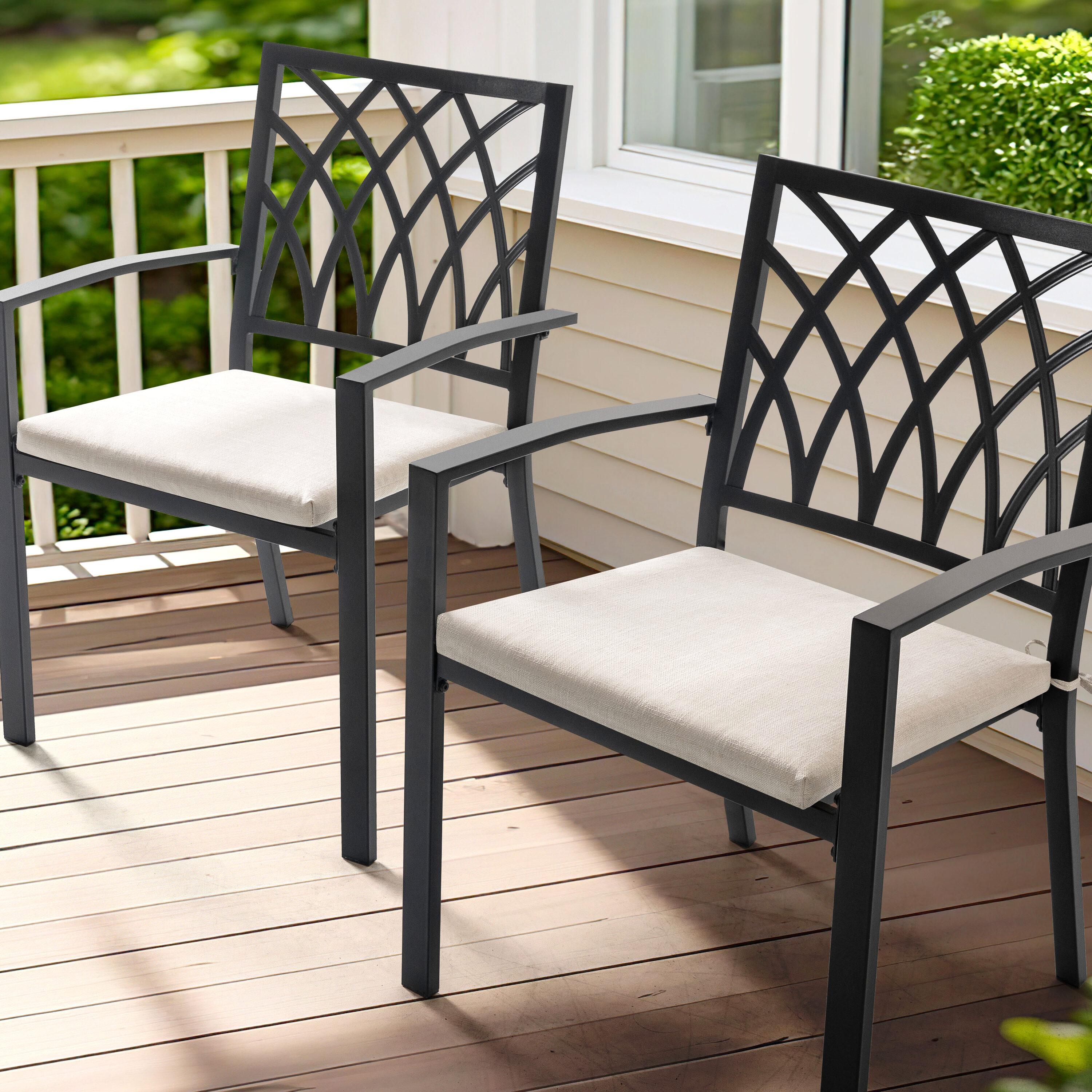 15 in. x 16 in. Outdoor Patio Chair Seat Cushion in Gray (2-Pack)