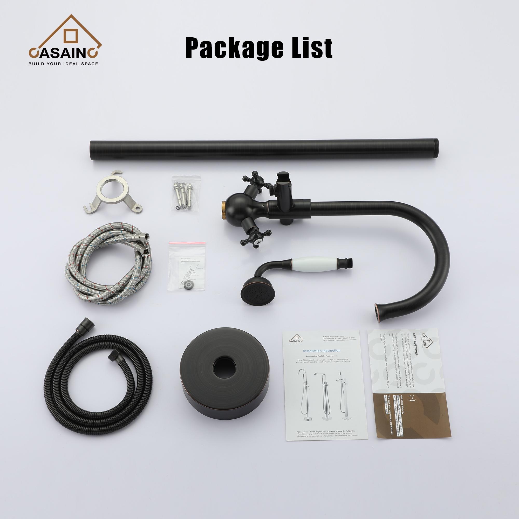 CASAINC Freestanding 2 Handles High Flow Bathtub Faucet with Hand Shower