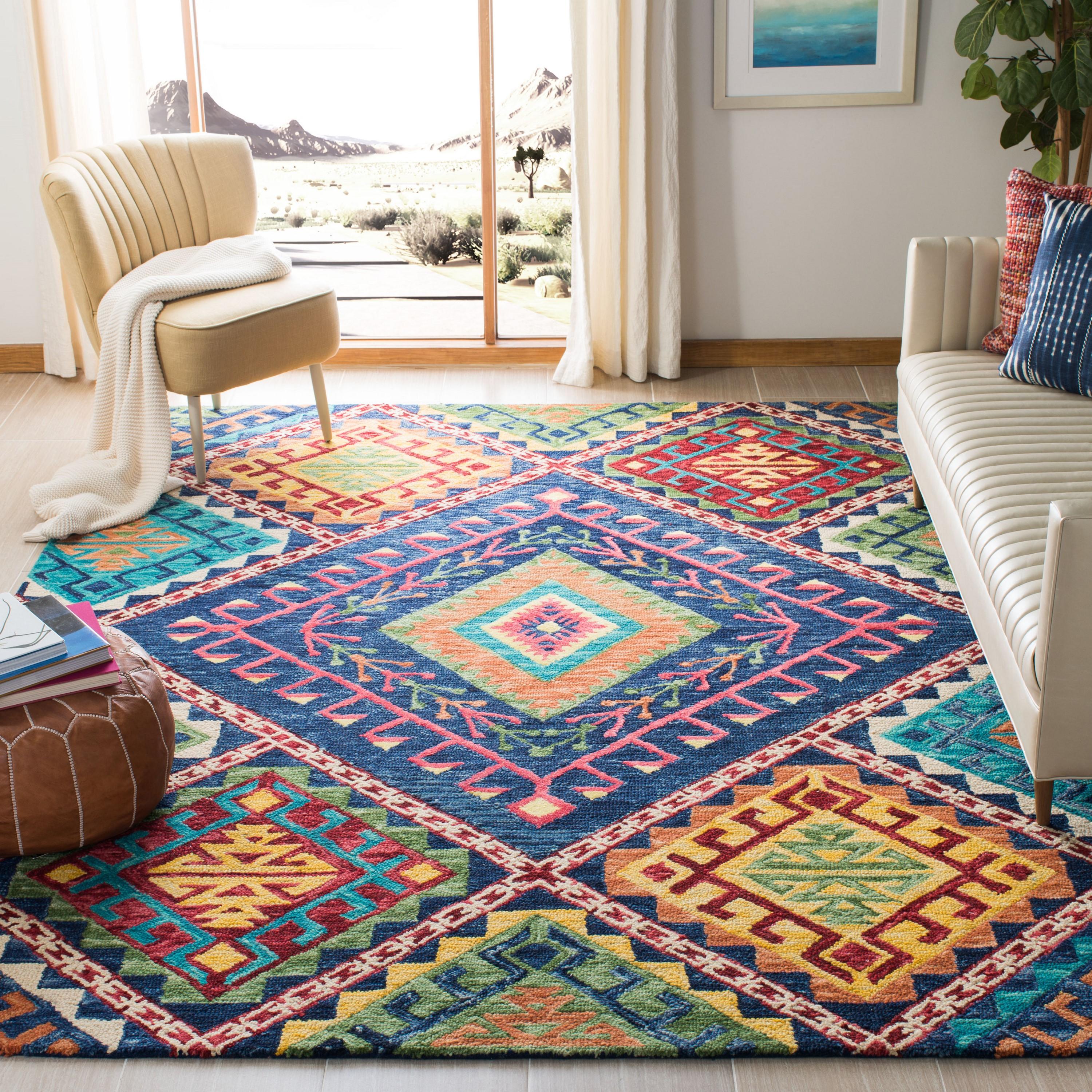 Aspen APN516 Hand Tufted Indoor Area Rug - Blue/Multi - 8'x10' - Safavieh