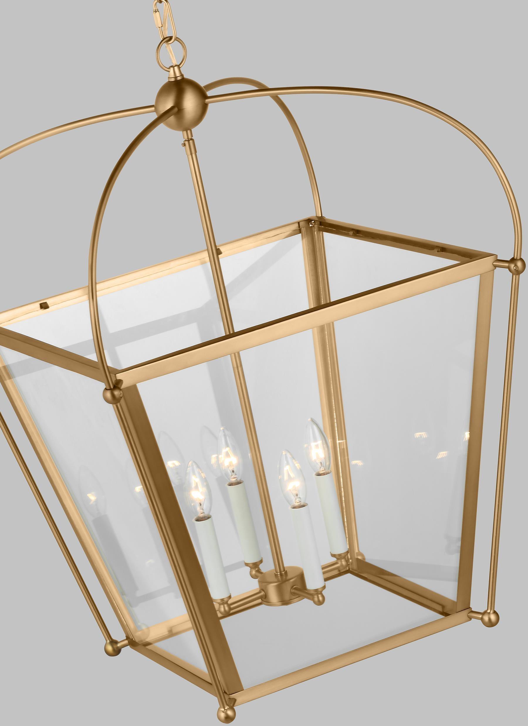 Charleston Medium 4-Light Satin Brass Shaded Hanging Pendant Light