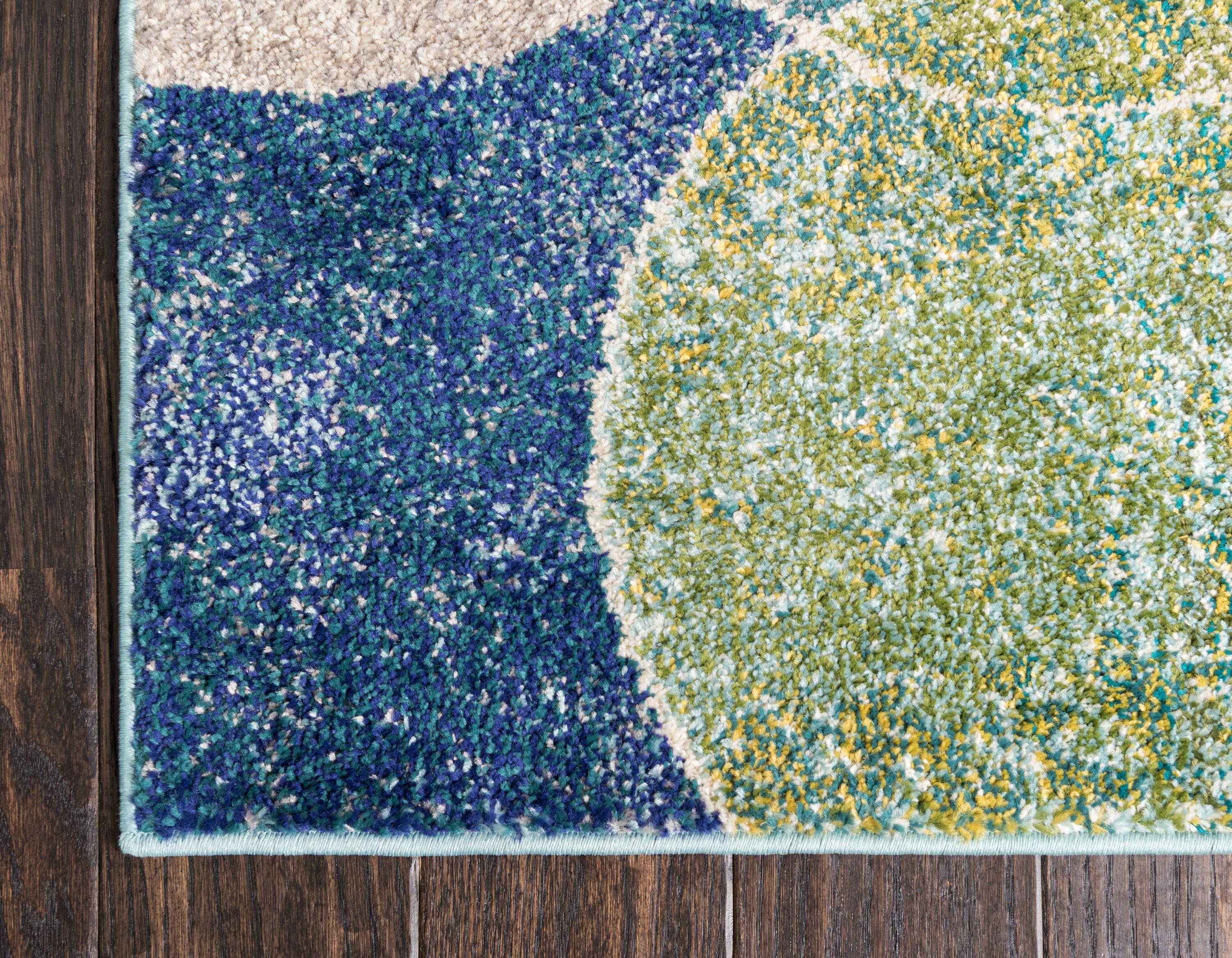 Unique Loom 4' 1 x 6' 1 Navy Blue Chromatic Seaside Area Rug
