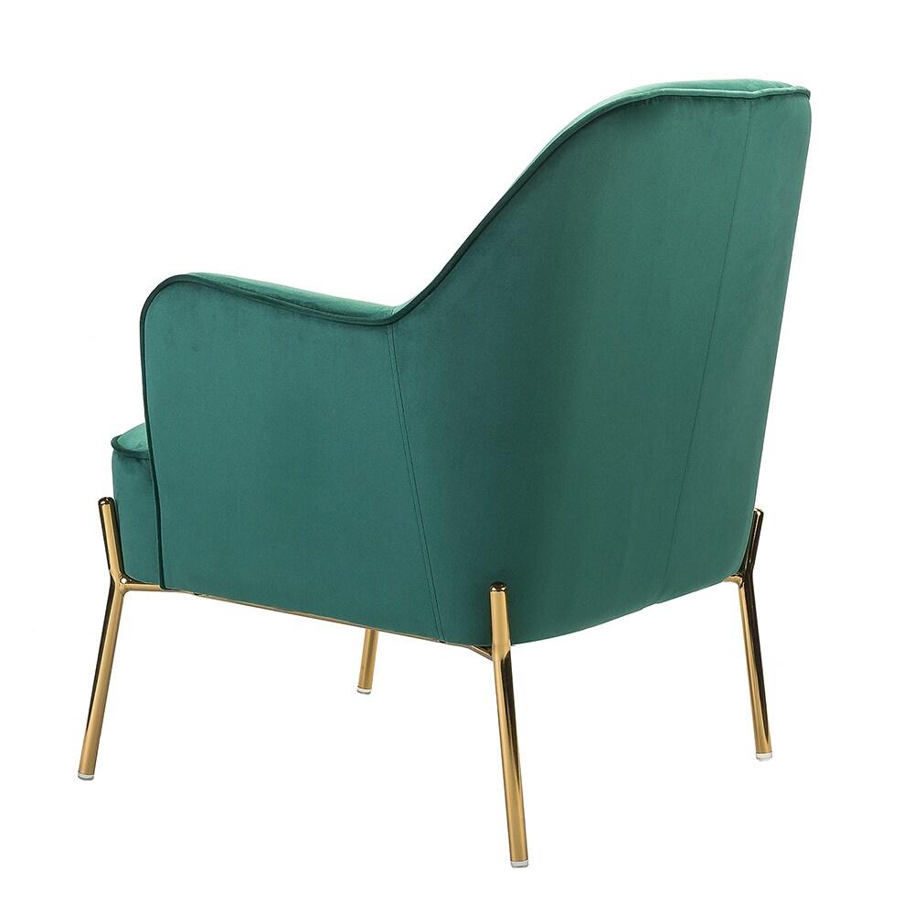 14 Karat Home Silla Decorativa de Terciopelo con Patas de Metal Dorado con Respaldo Acolchado para el Dormitorio de la Sala de Estar, Green