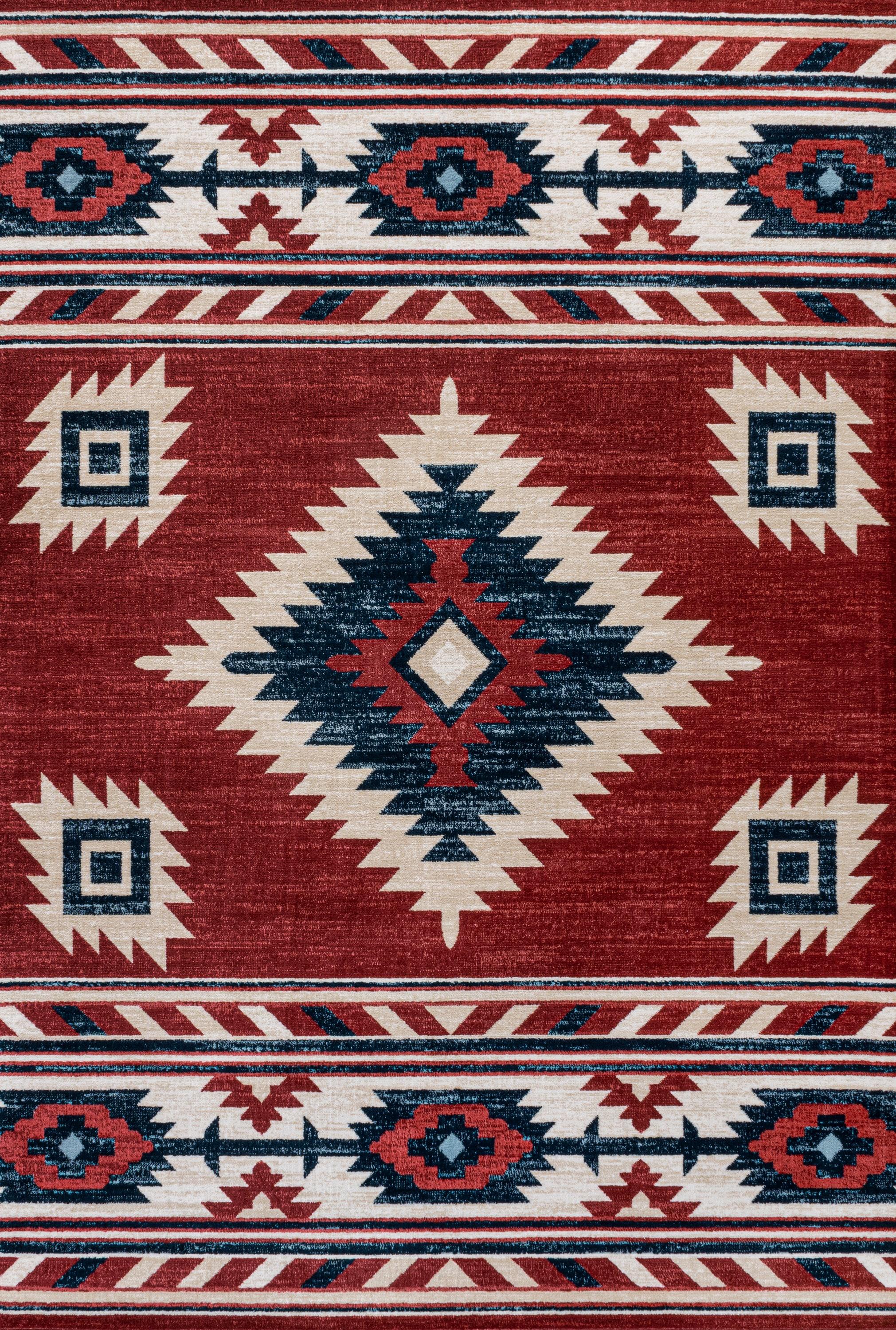 Well Woven Tulsa Lea Traditional Vintage Southwestern Tribal Crimson 3'11" x 5'3" Area Rug