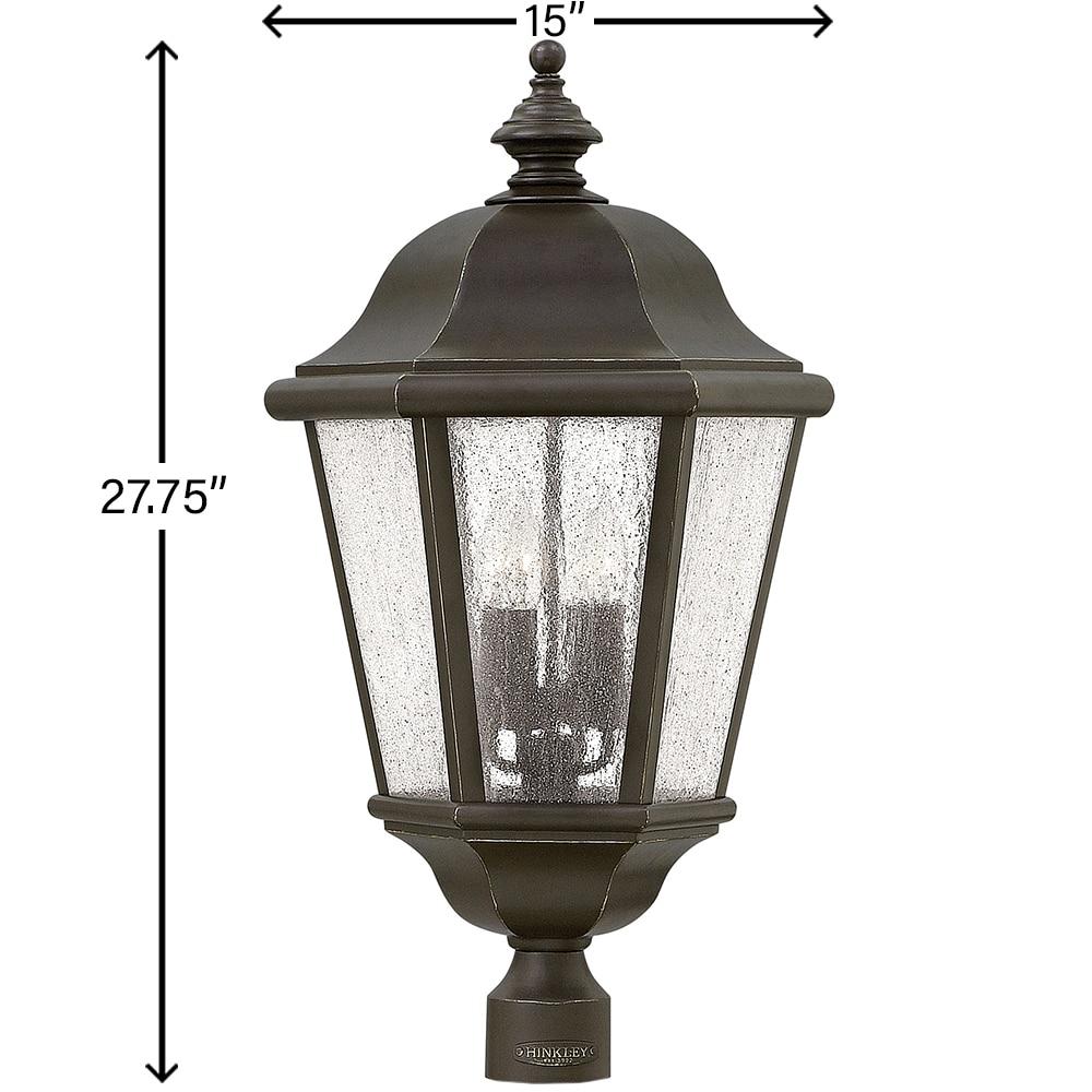 Edgewater 27.75-Inch Oil Rubbed Bronze Outdoor Lantern with Clear Seedy Glass