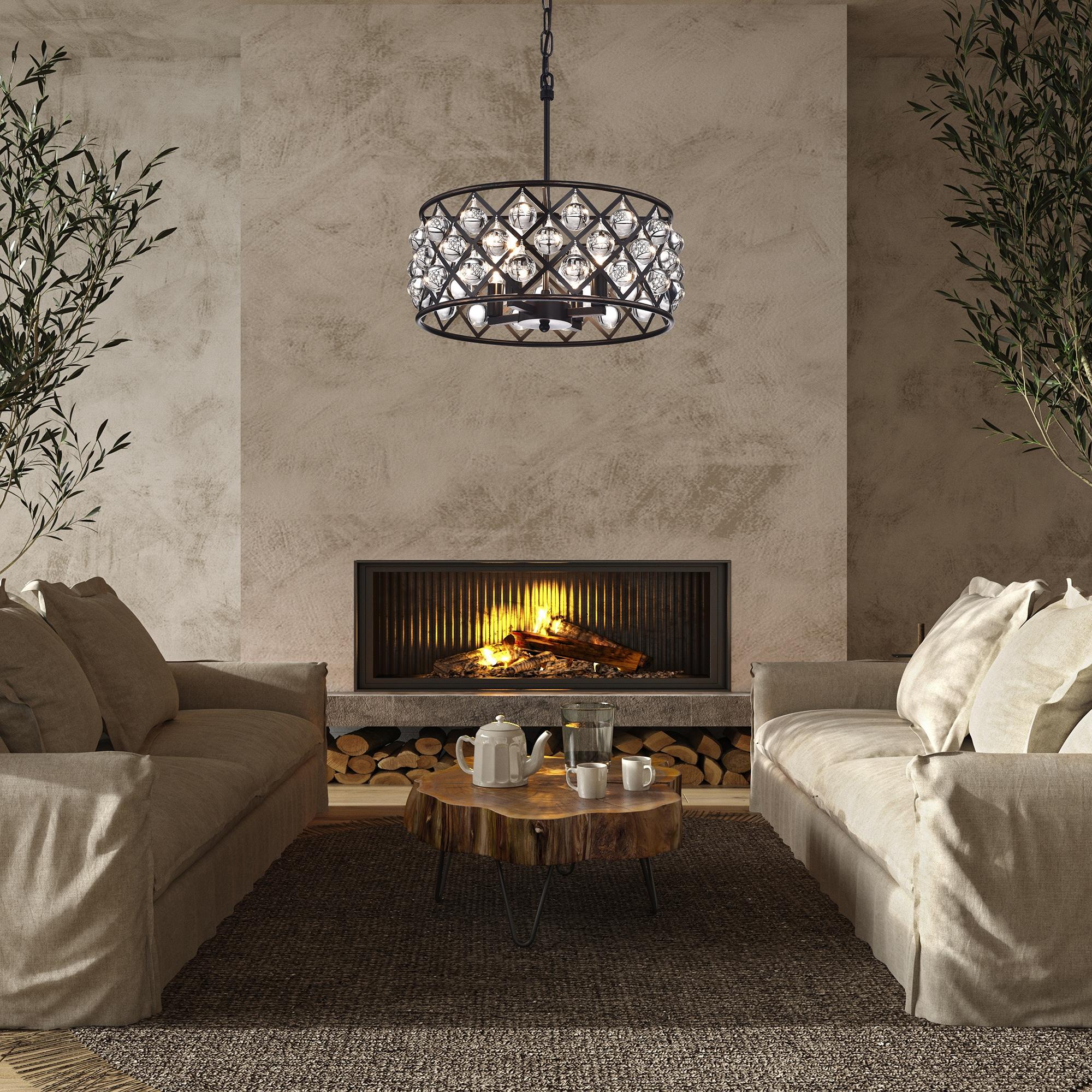 Azha 4-Light Oil Rubbed Bronze Crystal Drum Chandelier