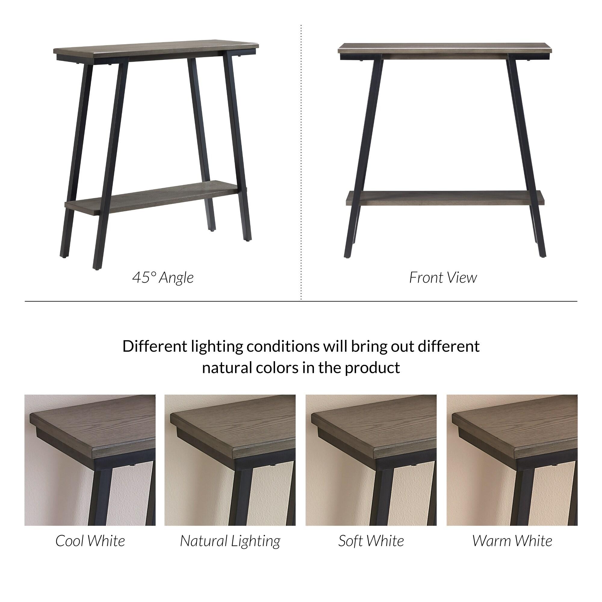 Leick Home 214338 Empiria Wood Console Table with Metal Frame for Living Room Entryway Bedroom, Gray